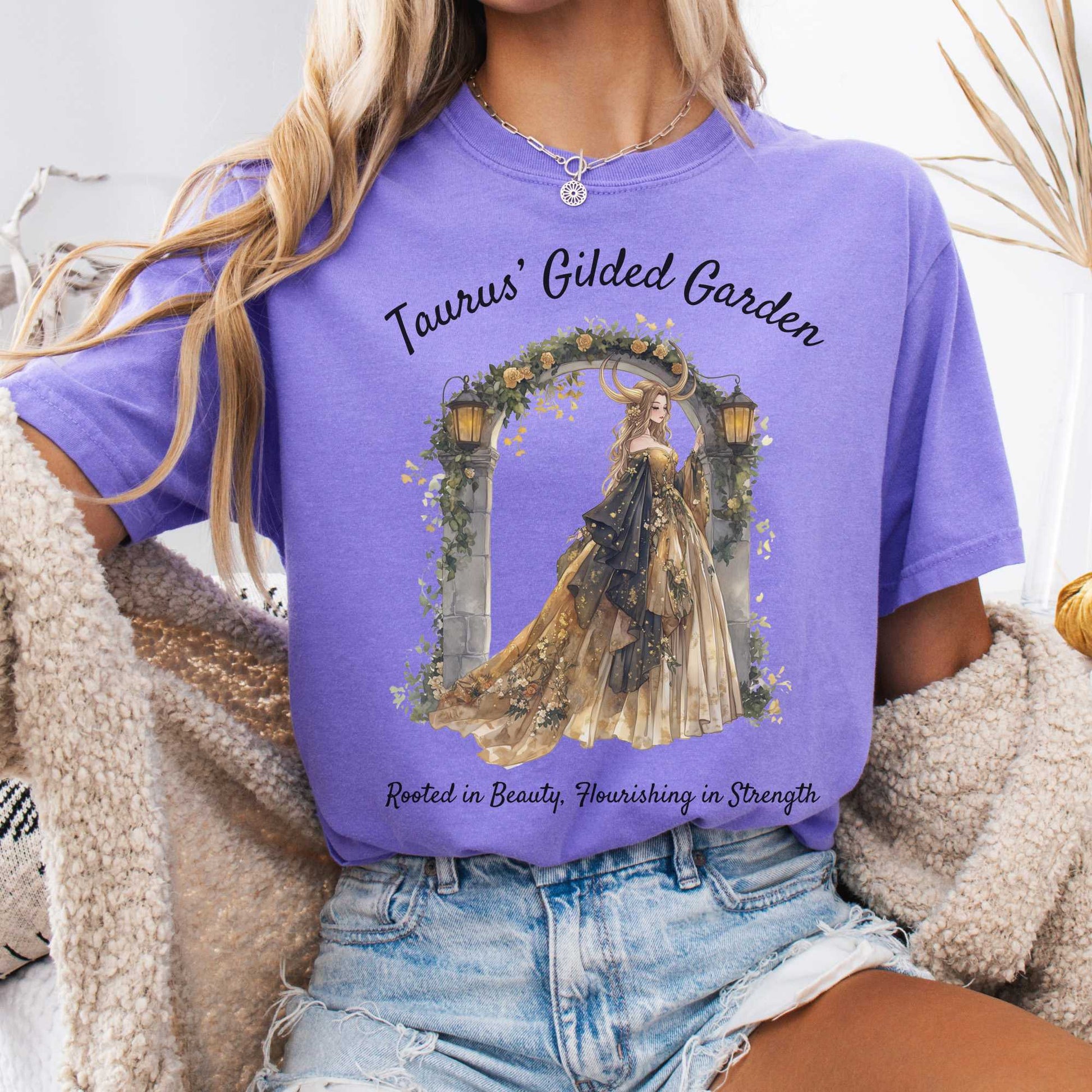 T-Shirt Violet / S Taurus' Gilded Garden Zodiac Shirt The Mystic Eden