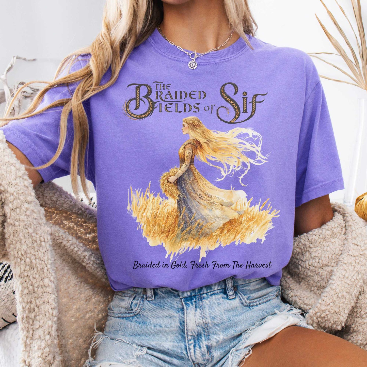 T-Shirt Violet / S The Braided Fields of Sif Norse Goddess Shirt The Mystic Eden