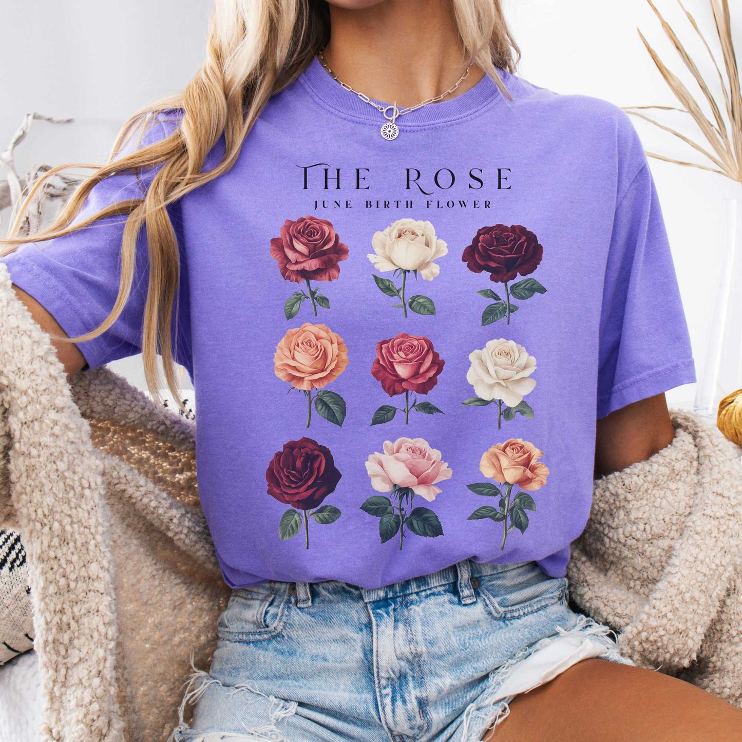 T-Shirt Violet / S The Rose June Birth Month Flower Shirt The Mystic Eden