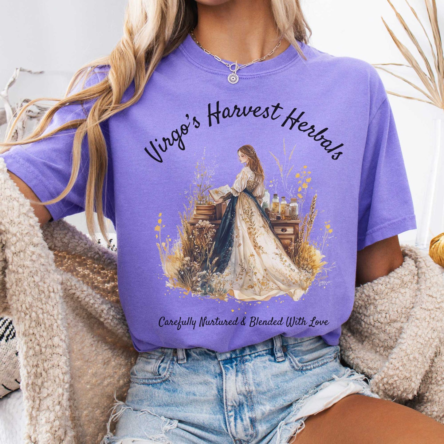 T-Shirt Violet / S Virgo's Harvest Herbals Zodiac Shirt The Mystic Eden