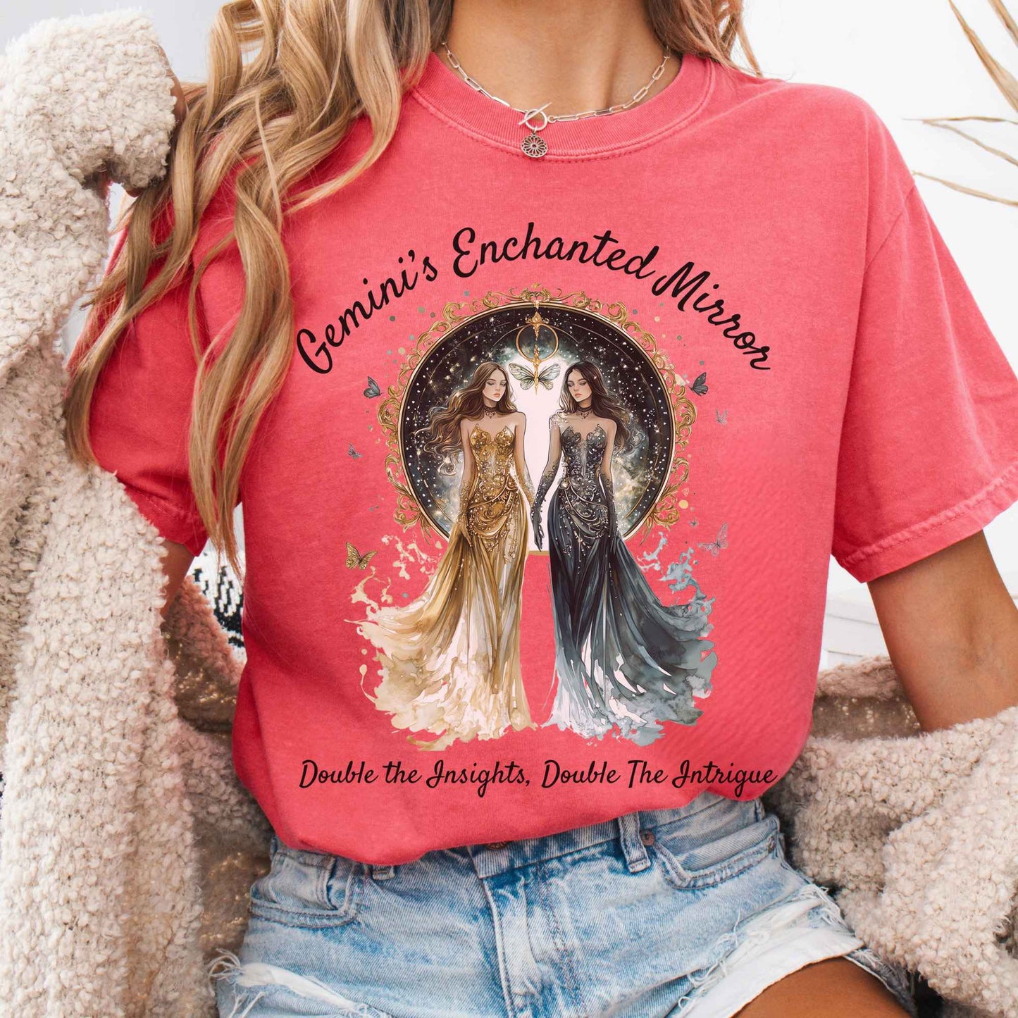 T-Shirt Watermelon / S Gemini's Enchanted Mirror Zodiac Shirt The Mystic Eden