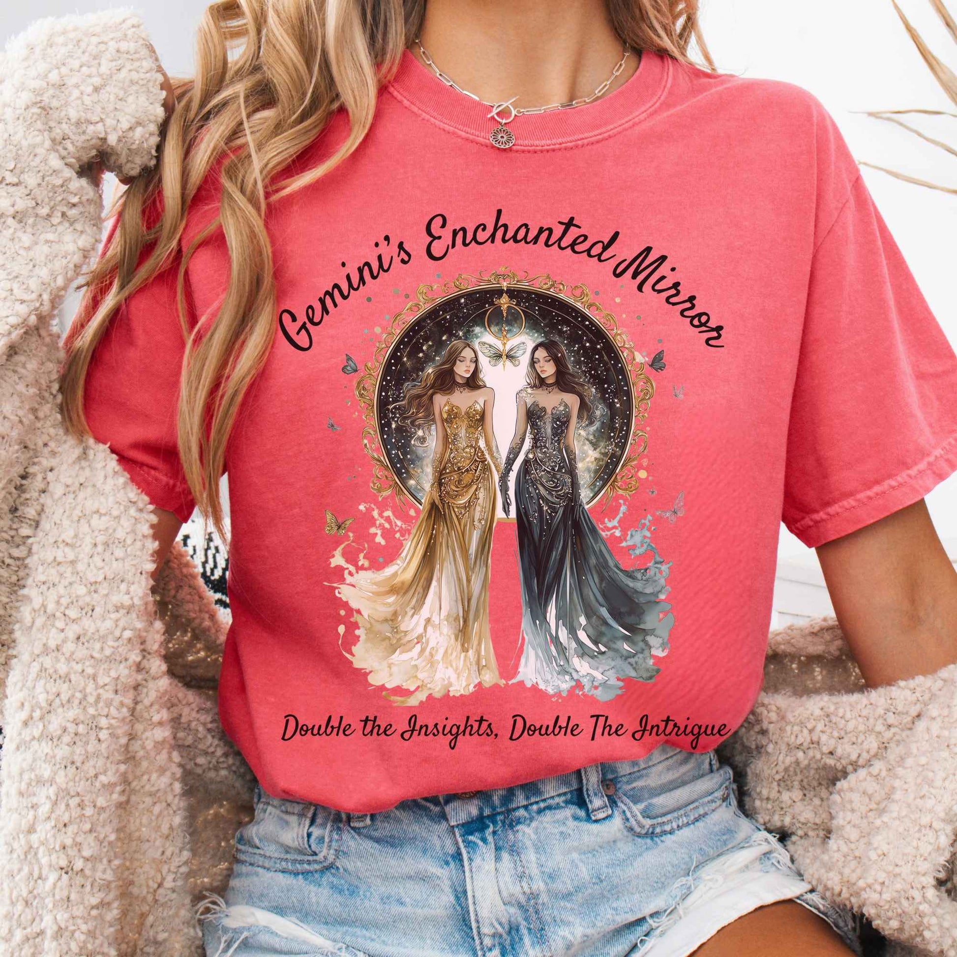 T-Shirt Watermelon / S Gemini's Enchanted Mirror Zodiac Shirt The Mystic Eden
