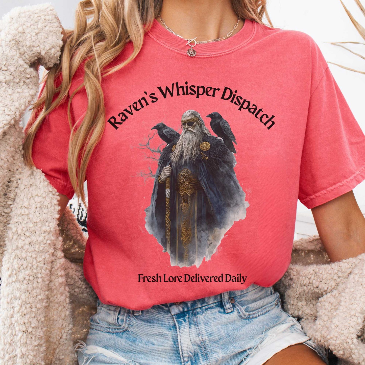 T-Shirt Watermelon / S Raven's Whisper Dispatch Fresh Lore Delivered Daily Norse God Shirt The Mystic Eden