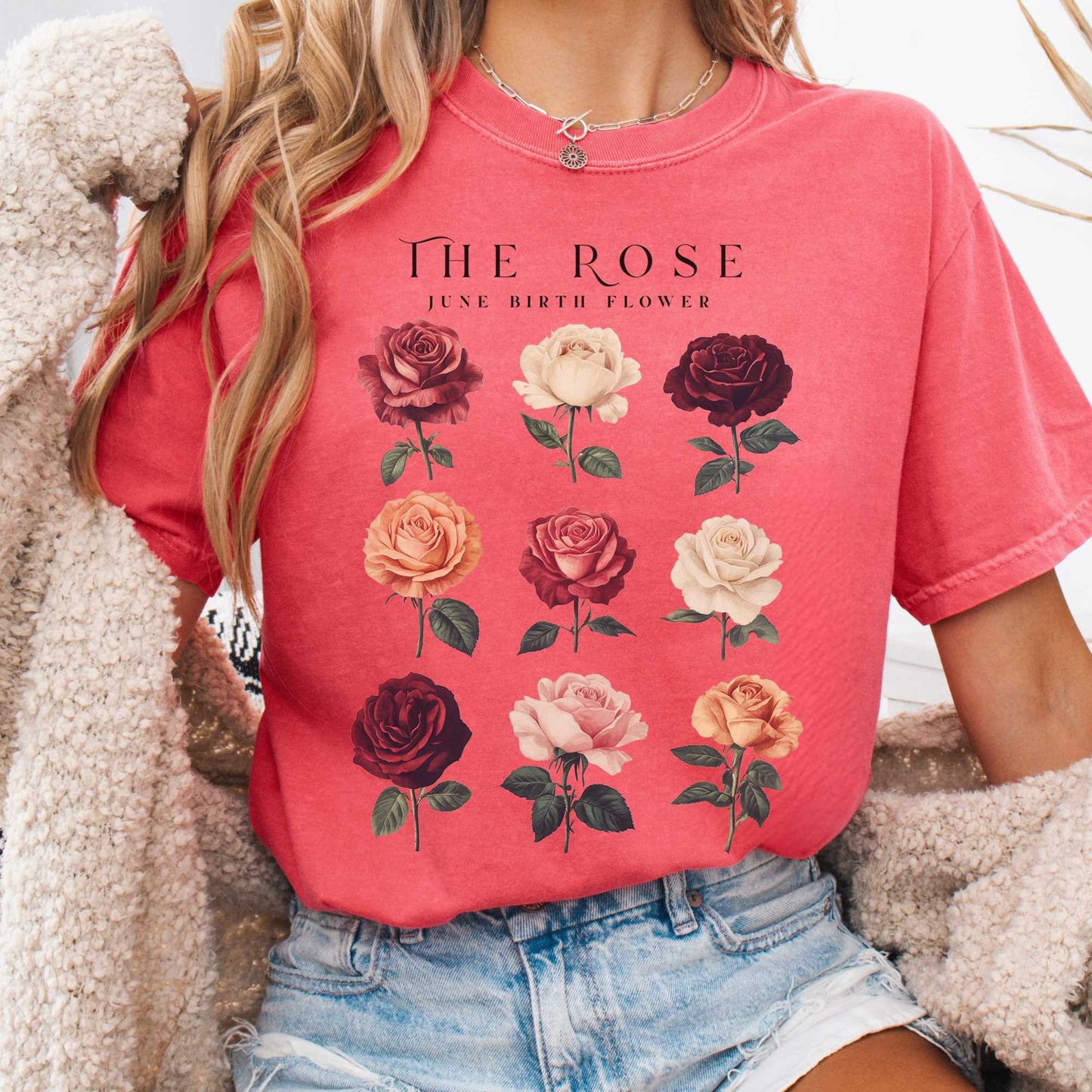T-Shirt Watermelon / S The Rose June Birth Month Flower Shirt The Mystic Eden