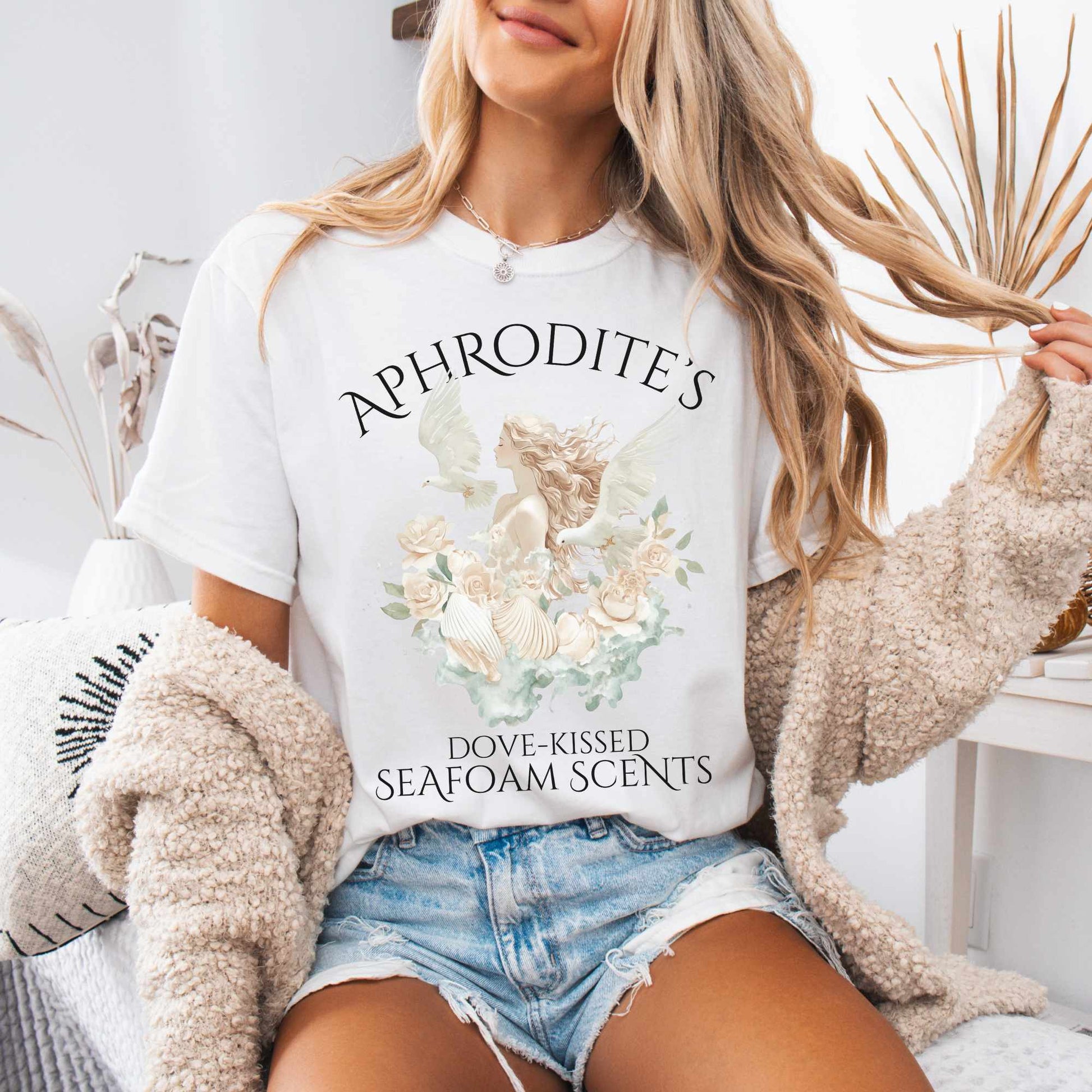 T-Shirt White / S Aphrodite's Dove-Kissed Seafoam Scents Tee The Mystic Eden