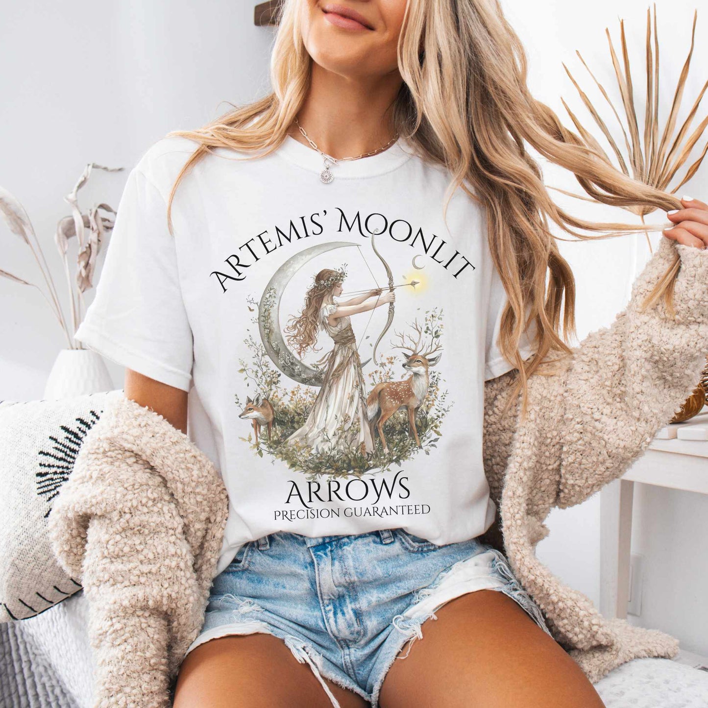 T-Shirt White / S Artemis' Moonlit Arrows Tee The Mystic Eden
