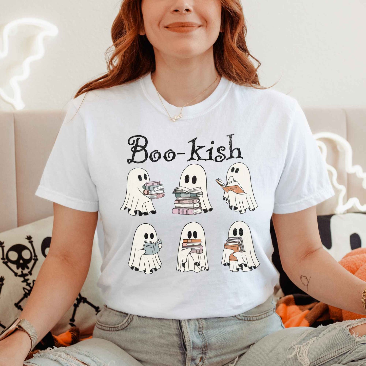 T-Shirt White / S Boo-kish Ghosts Halloween Shirt Book lover Tee The Mystic Eden