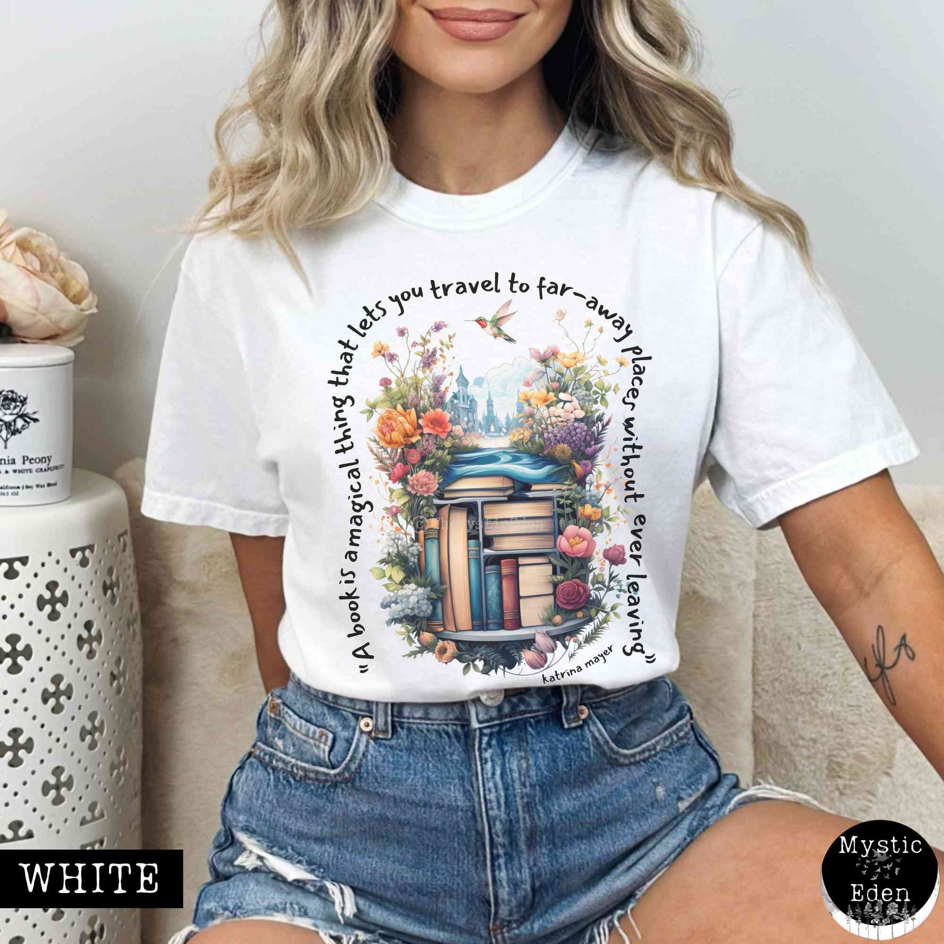 T-Shirt White / S Magical book shirt comfort colors The Mystic Eden