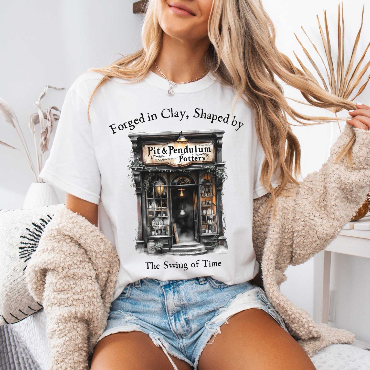 T-Shirt White / S Pit & Pendulum Pottery Edgar Allan Poe Shirt The Mystic Eden