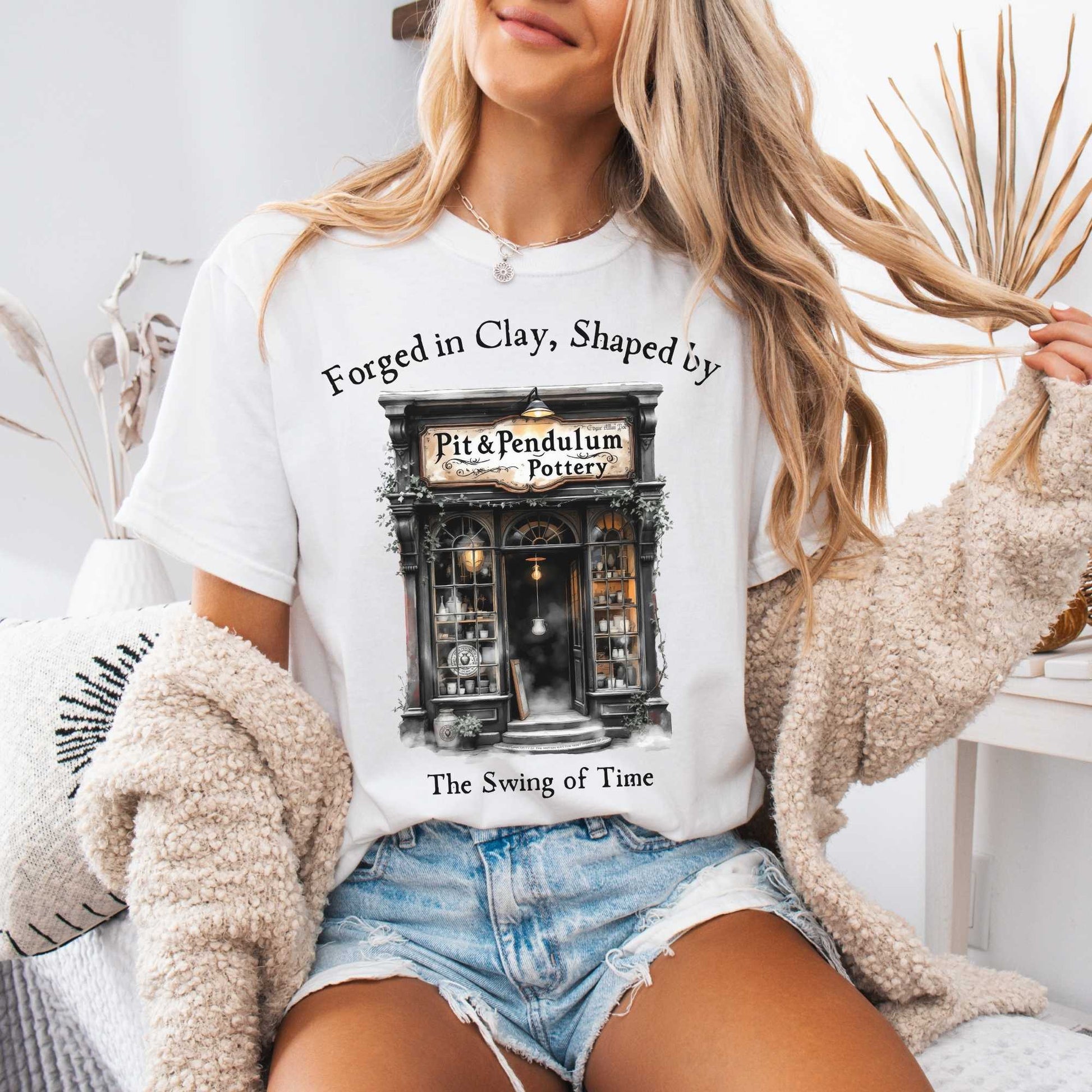 T-Shirt White / S Pit & Pendulum Pottery Edgar Allan Poe Shirt The Mystic Eden