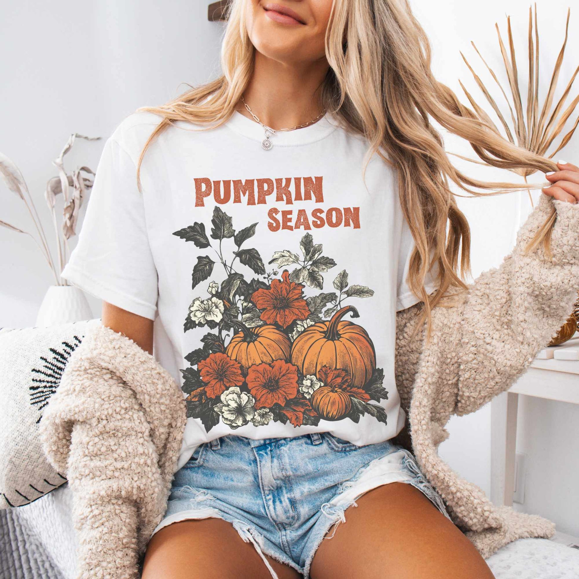 T-Shirt White / S Pumpkin Season Cottagecore Fall Tee The Mystic Eden