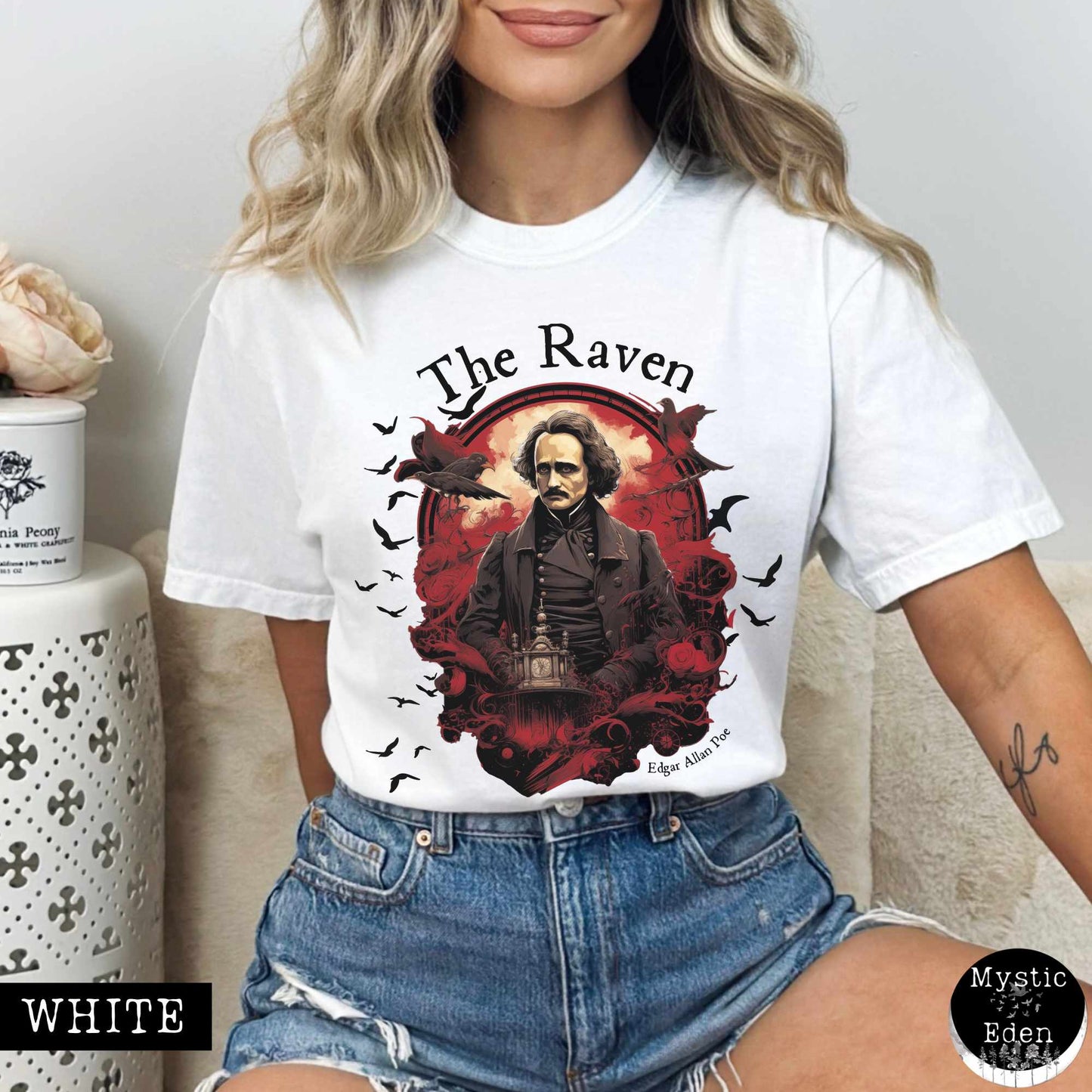 T-Shirt White / S The Raven Edgar Allan Poe Shirt The Mystic Eden