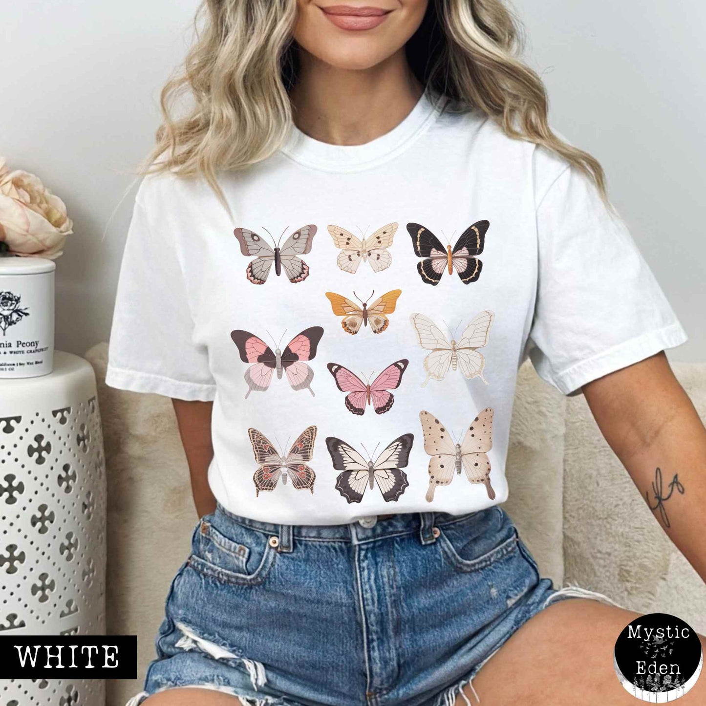 T-Shirt White / S Vintage butterflies cottagecore shirt The Mystic Eden