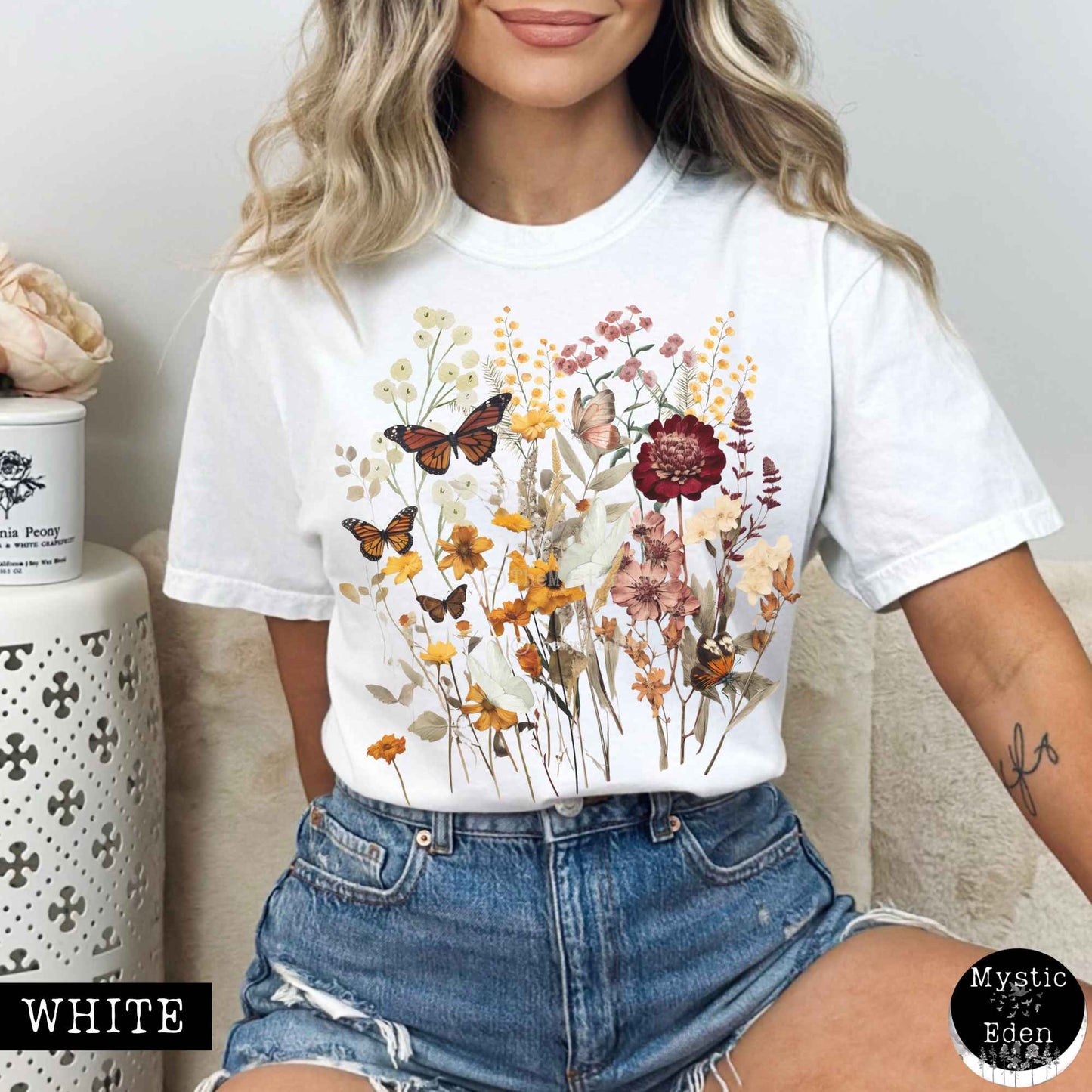 T-Shirt White / S Vintage cottagecore wildflowers shirt The Mystic Eden