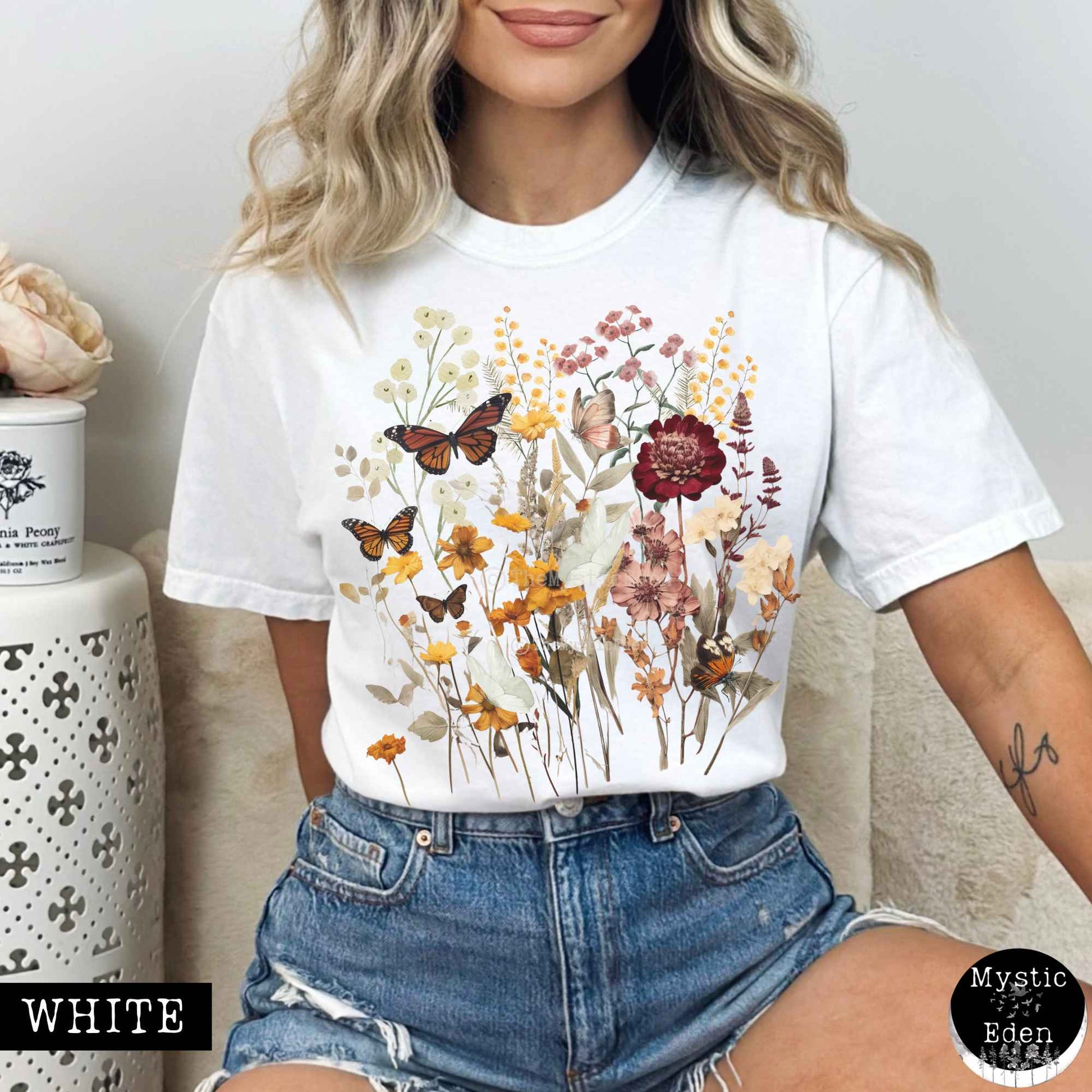 T-Shirt White / S Vintage cottagecore wildflowers shirt The Mystic Eden