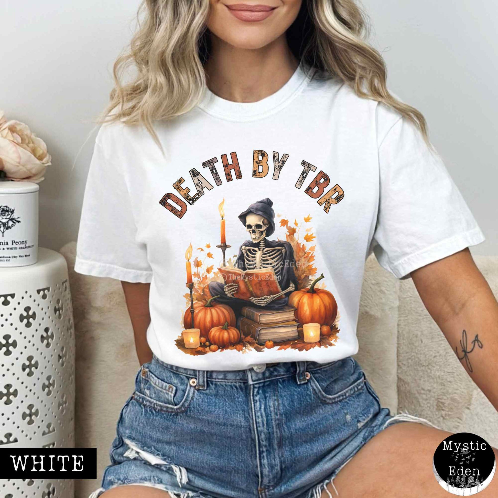 T-Shirt White / S Vintage Death by TBR Bookish Shirt The Mystic Eden