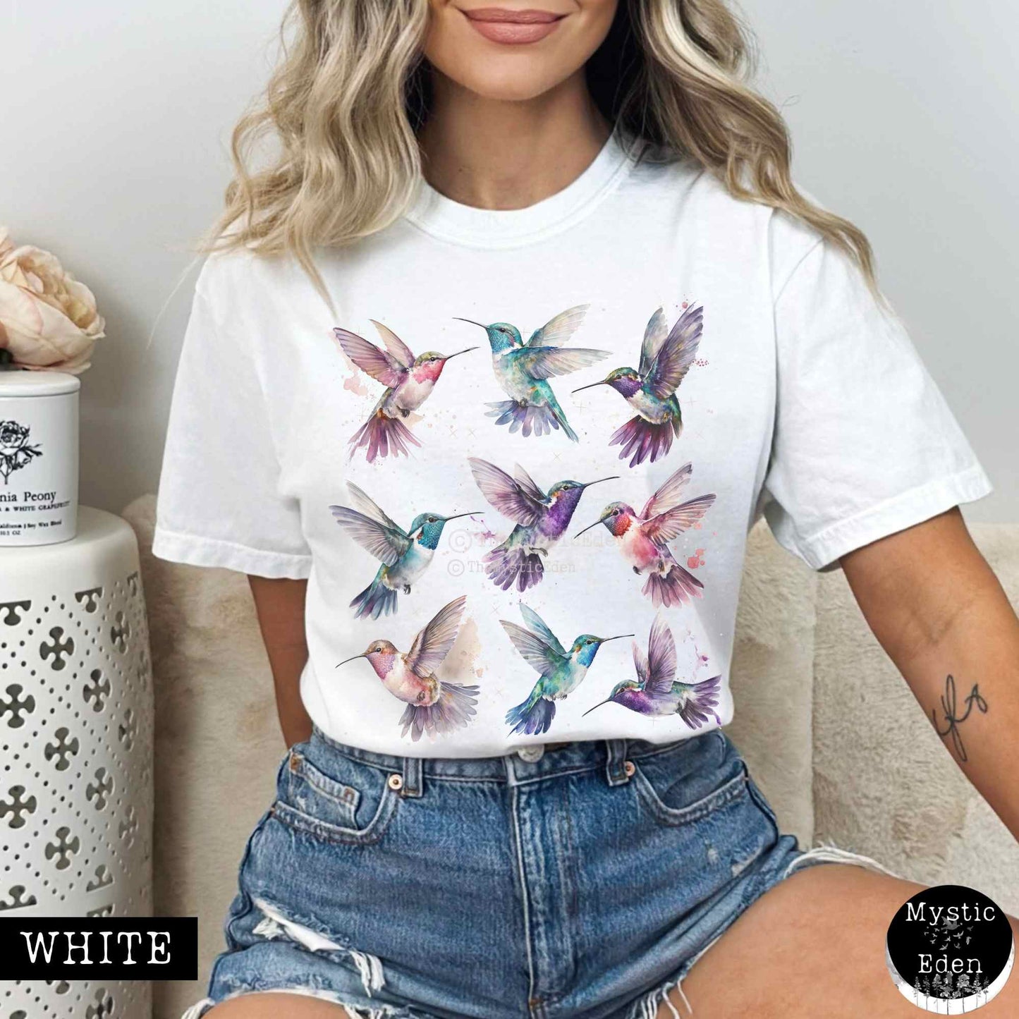 T-Shirt White / S Vintage Hummingbird T-shirt The Mystic Eden