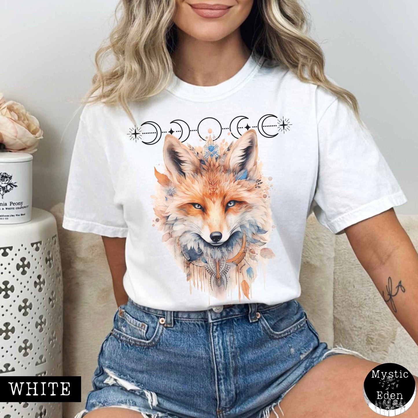 T-Shirt White / S Vintage Mystical Fox Shirt The Mystic Eden