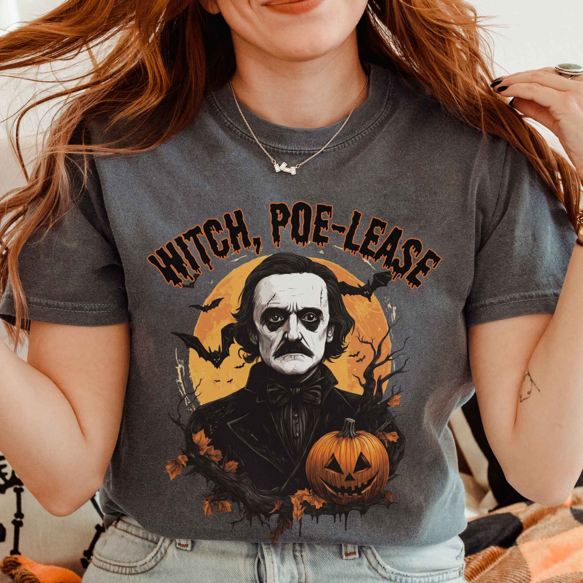 T-Shirt Witch Poe-lease Edgar Allan Poe Halloween Shirt The Mystic Eden