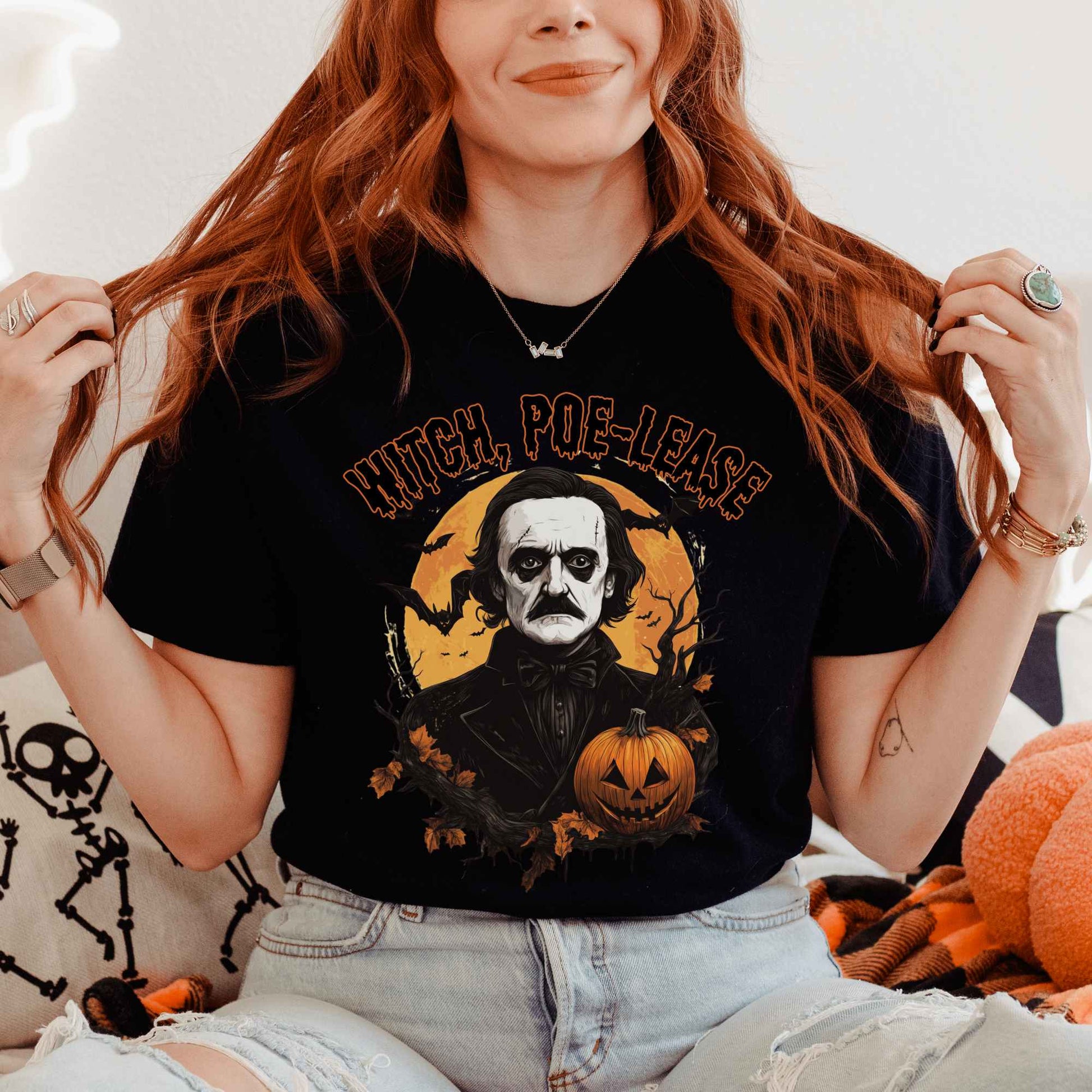 T-Shirt Witch Poe-lease Edgar Allan Poe Halloween Shirt The Mystic Eden