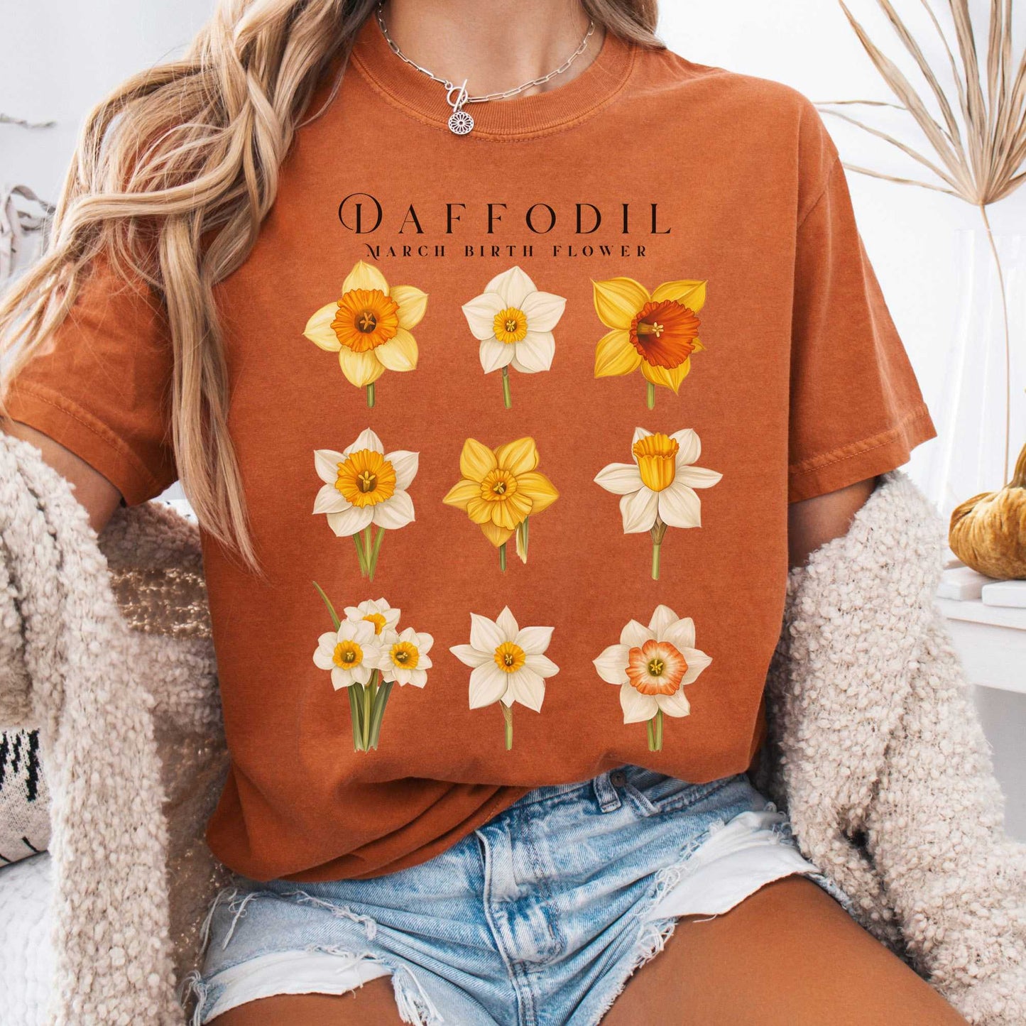 T-Shirt Yam / S Daffodil March Birth Month Flower Shirt The Mystic Eden