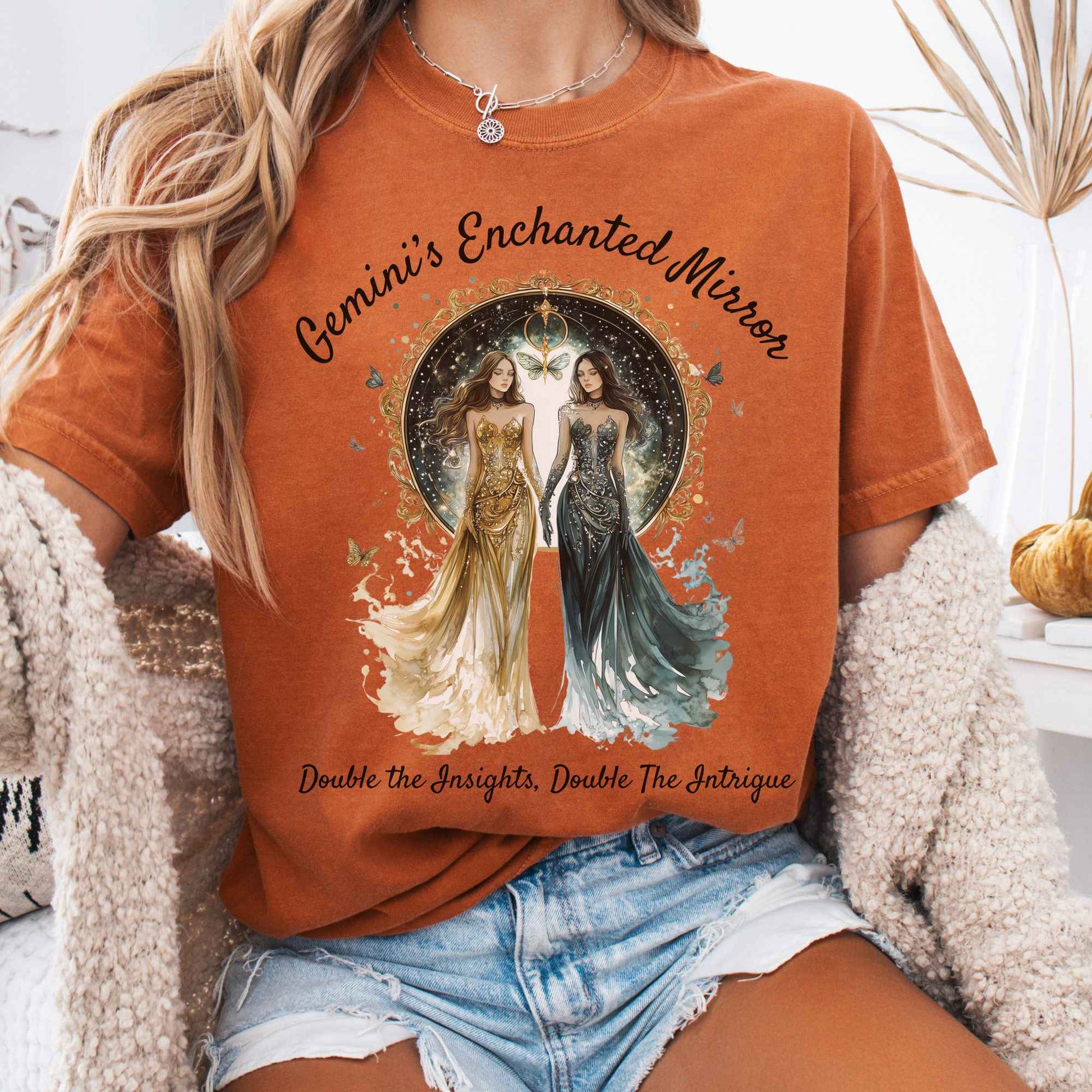 T-Shirt Yam / S Gemini's Enchanted Mirror Zodiac Shirt The Mystic Eden