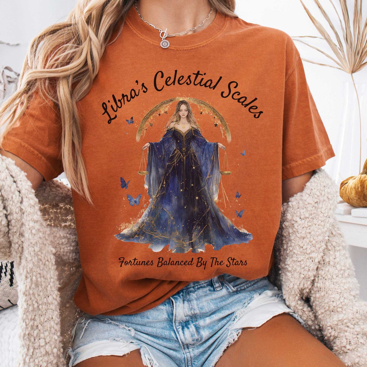 T-Shirt Yam / S Libra's Celestial Scales Zodiac Shirt The Mystic Eden