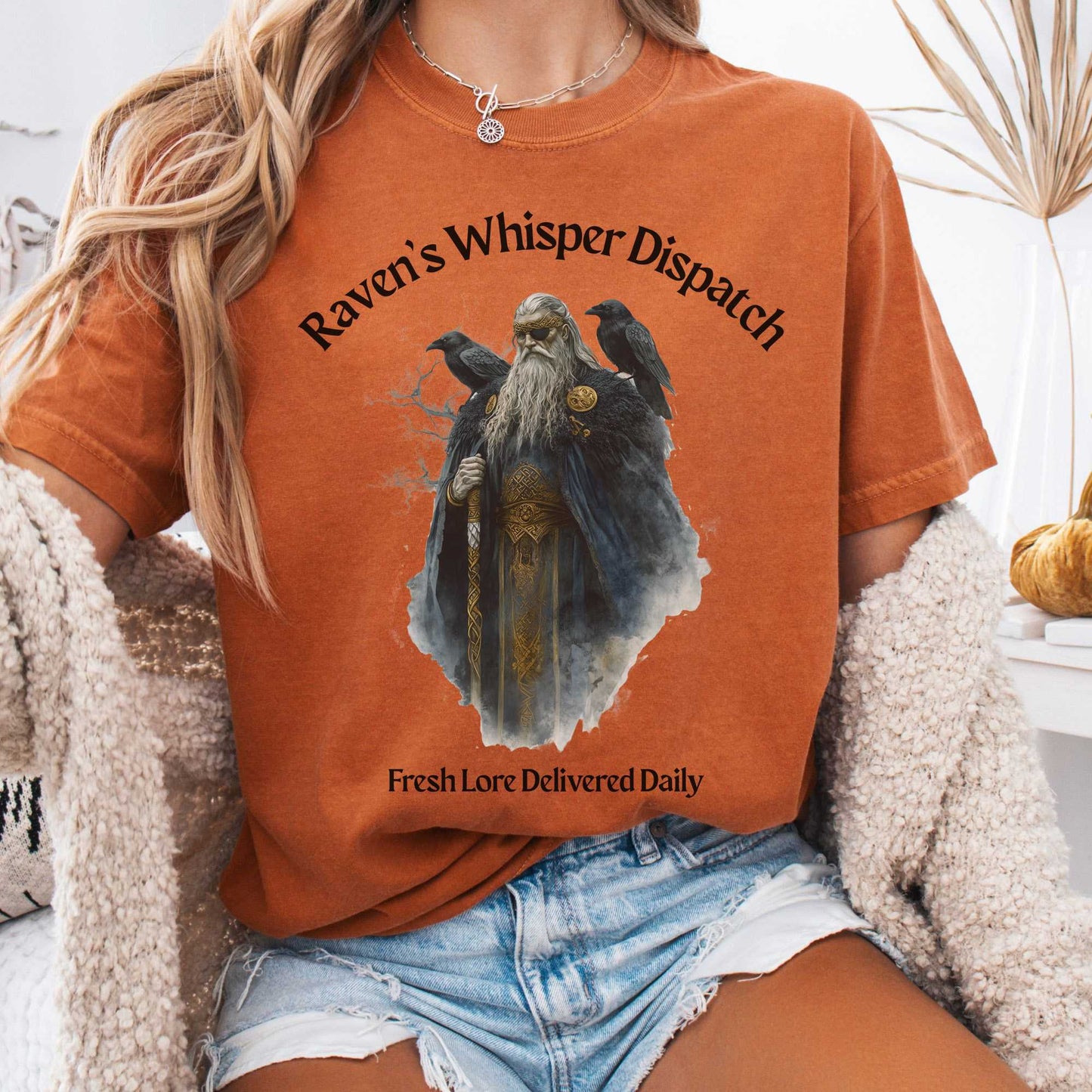 T-Shirt Yam / S Raven's Whisper Dispatch Fresh Lore Delivered Daily Norse God Shirt The Mystic Eden