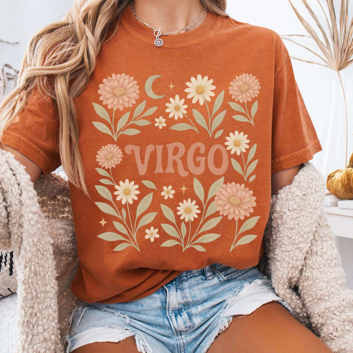 T-Shirt Yam / S Virgo T-Shirt – Retro Floral Zodiac Tee The Mystic Eden