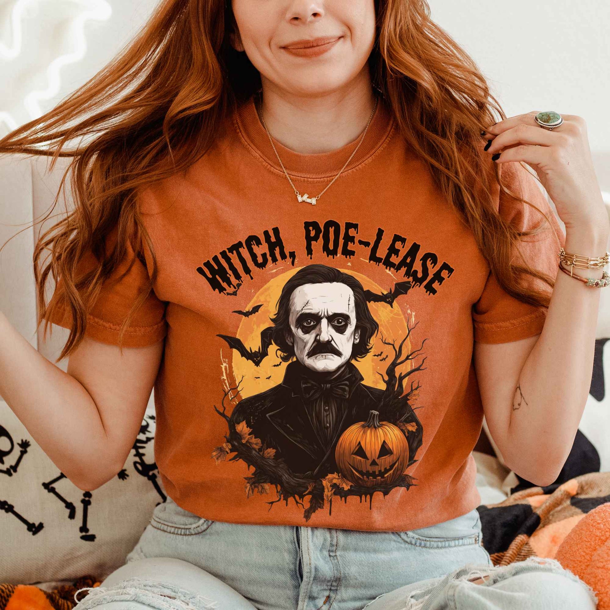 T-Shirt Yam / S Witch Poe-lease Edgar Allan Poe Halloween Shirt The Mystic Eden