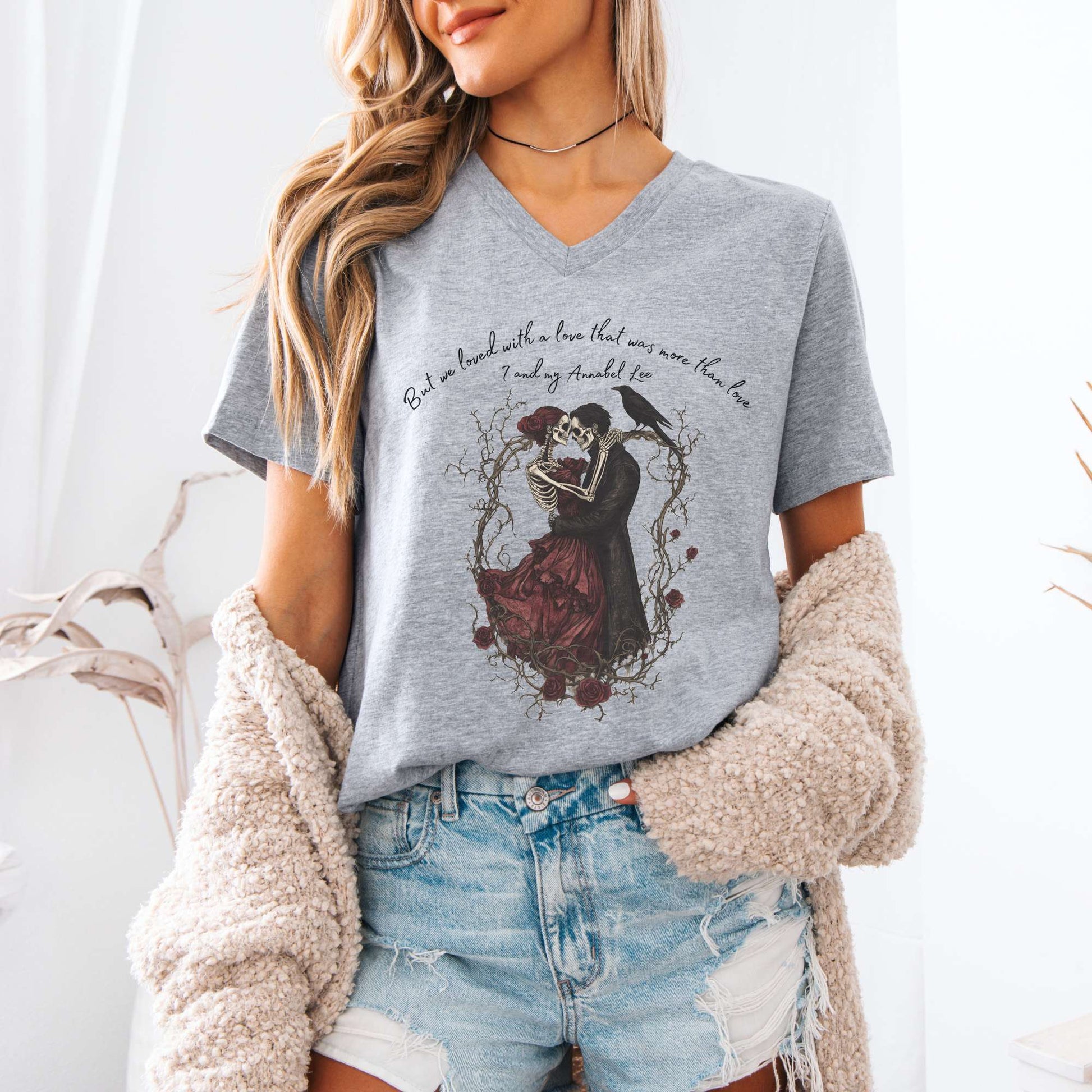 V-neck Annabel Lee Edgar Allan Poe V-Neck Tee The Mystic Eden