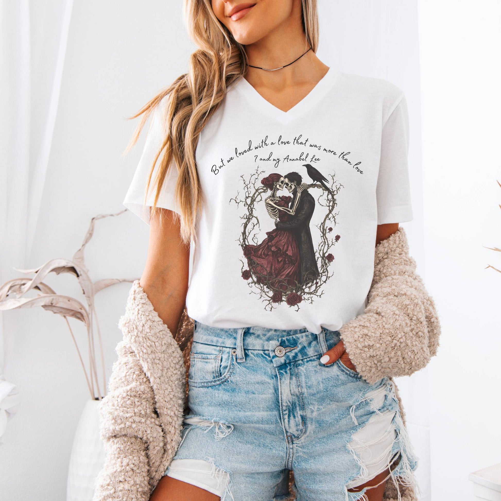V-neck Annabel Lee Edgar Allan Poe V-Neck Tee The Mystic Eden