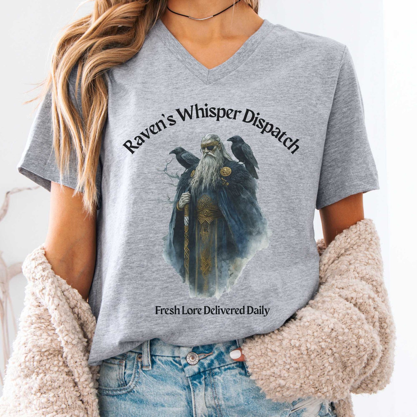 V-neck Athletic Heather / S Raven's Whisper Dispatch V-Neck Tee The Mystic Eden