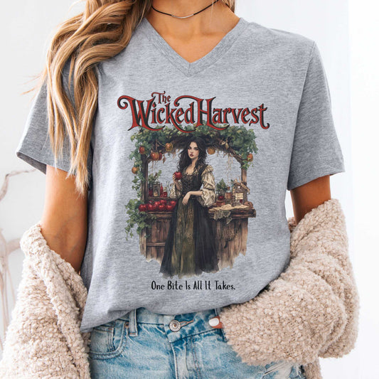 V-neck Athletic Heather / S The Wicked Harvest Fairytale V-Neck Tee The Mystic Eden