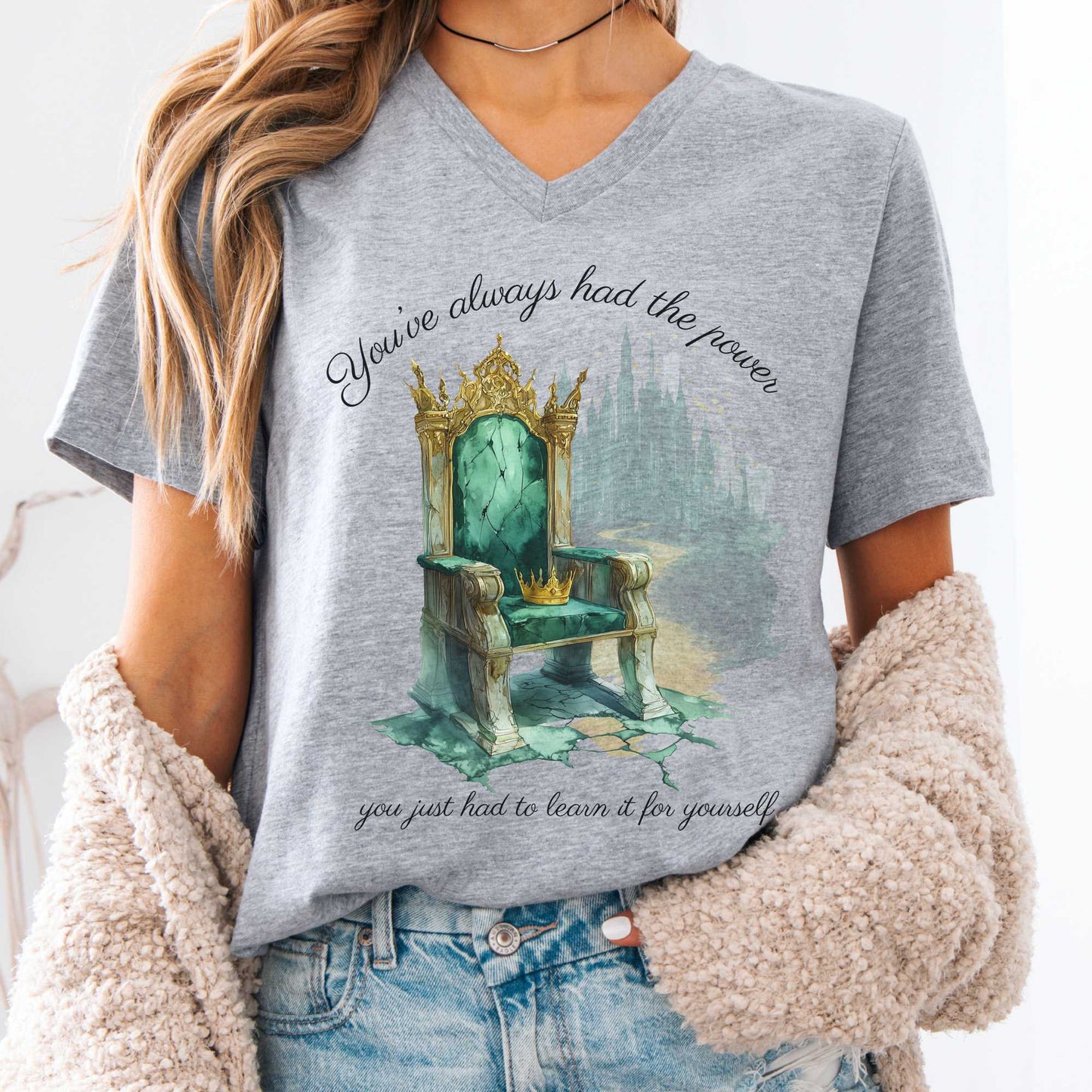 V-neck Athletic Heather / S You've Always Had The Power Bookish V-Neck Tee The Mystic Eden