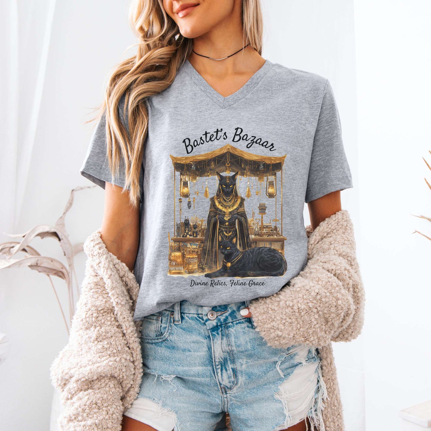 V-neck Bastet's Bazaar Goddess V-Neck Tee The Mystic Eden