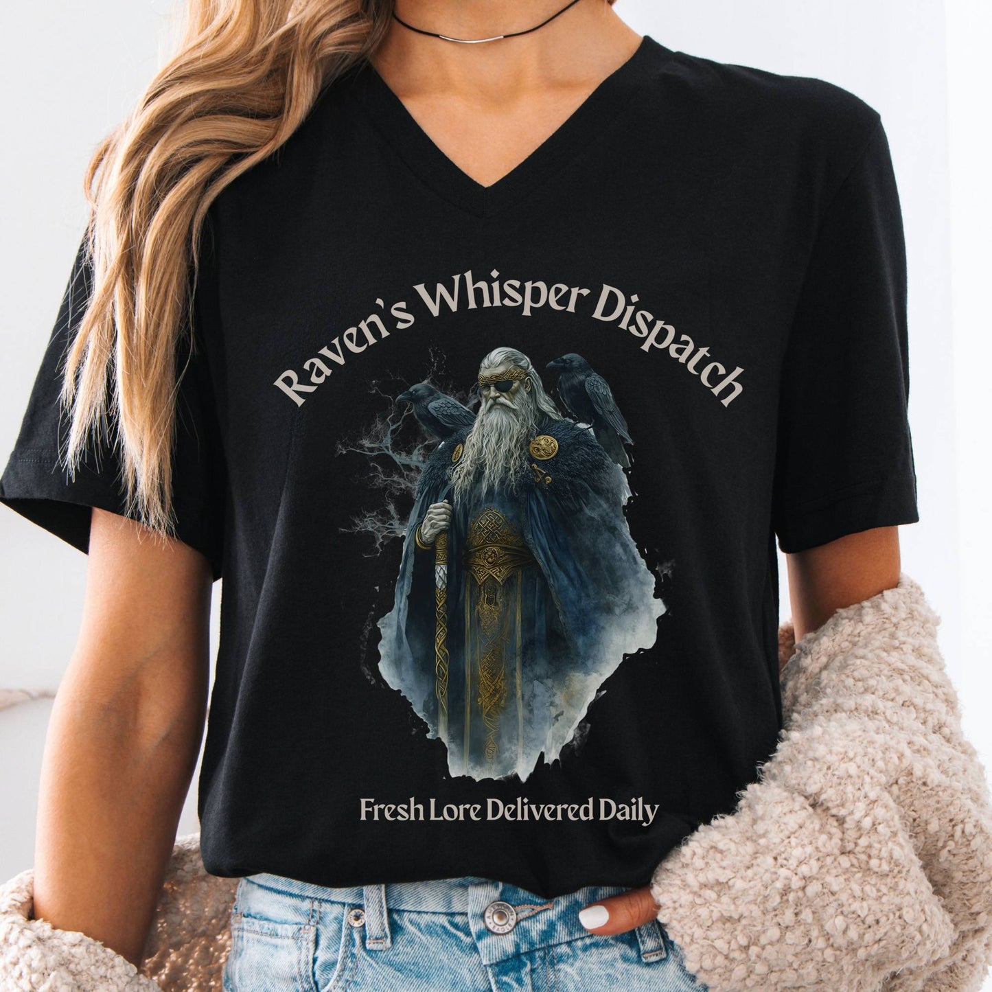 V-neck Black / S Raven's Whisper Dispatch V-Neck Tee The Mystic Eden
