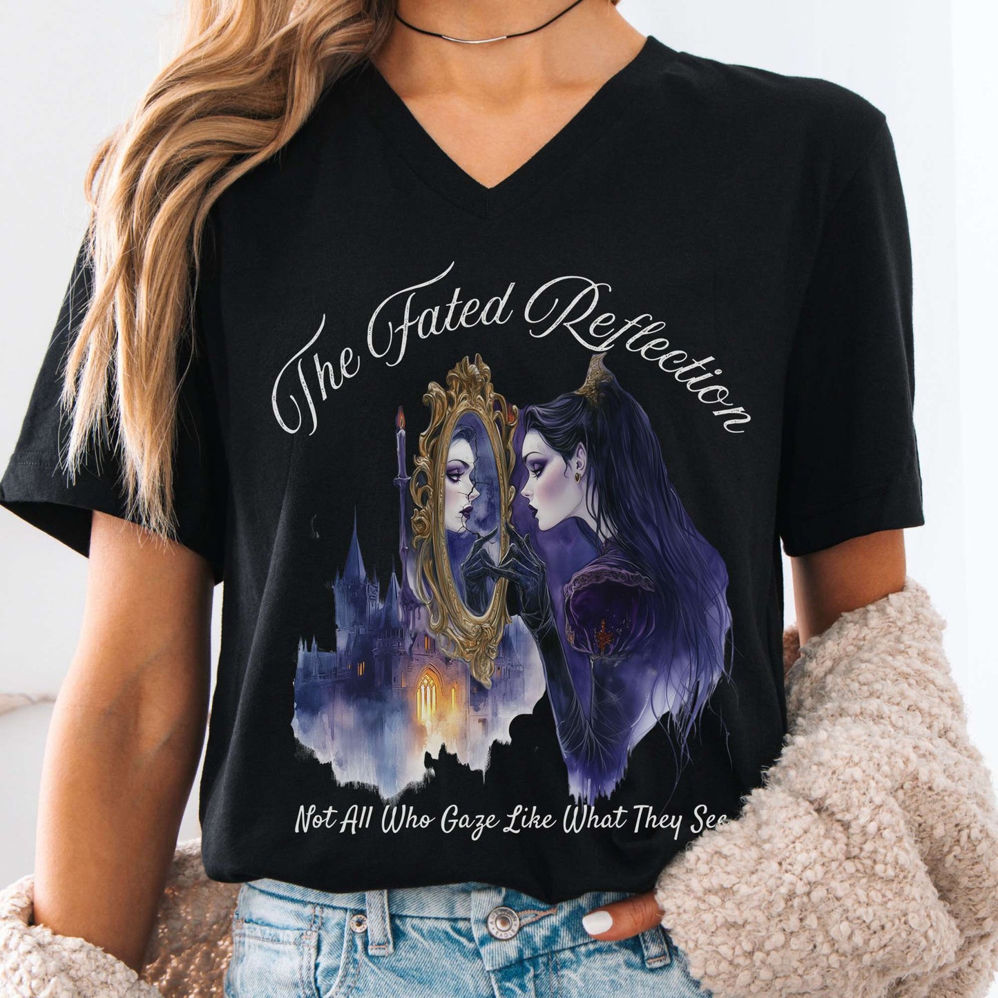 V-neck Black / S The Fated Reflection Fairytale V-Neck Tee The Mystic Eden
