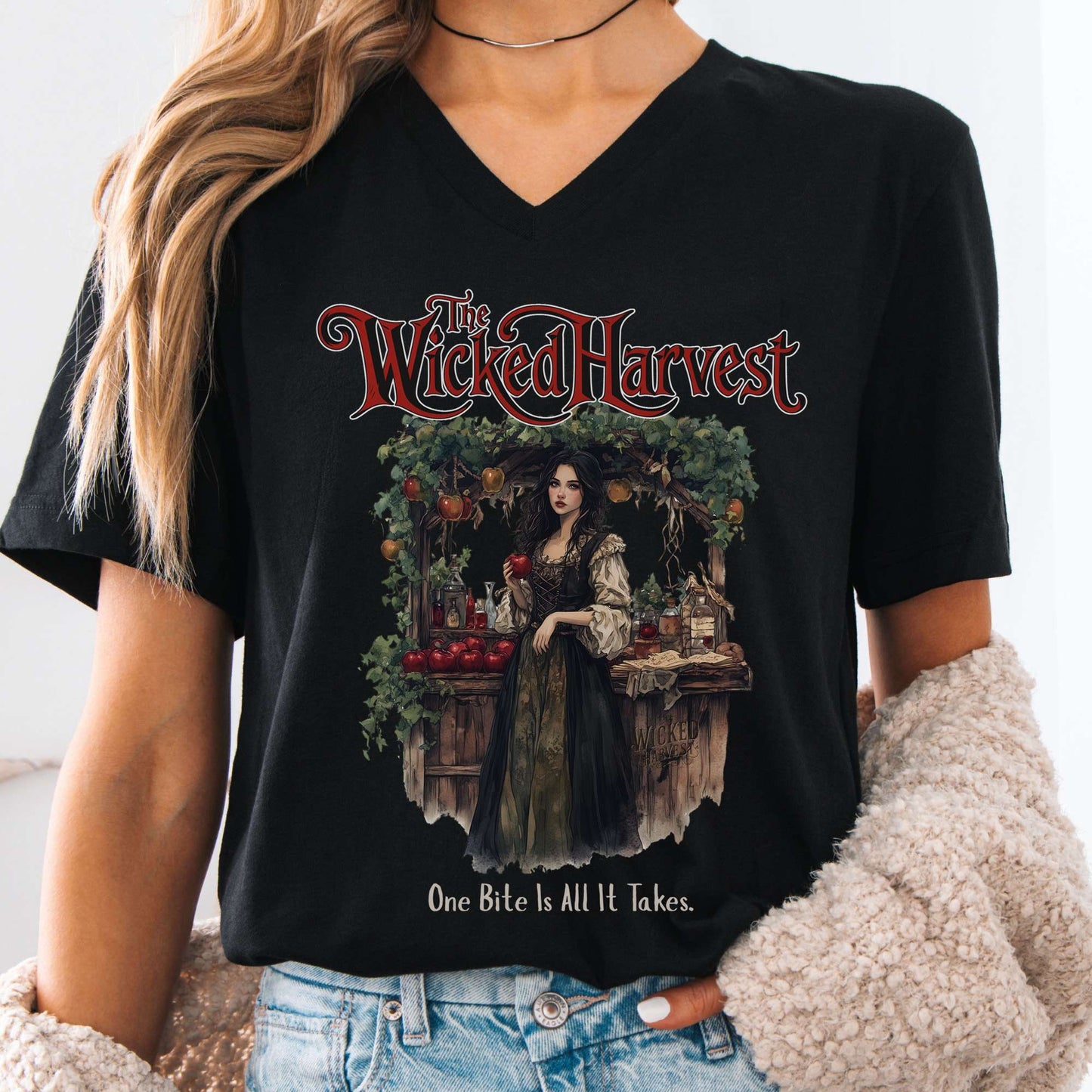 V-neck Black / S The Wicked Harvest Fairytale V-Neck Tee The Mystic Eden