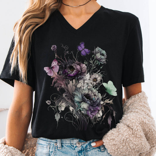 V-neck Black / S Witchy Whimsigoth V-Neck Tee The Mystic Eden