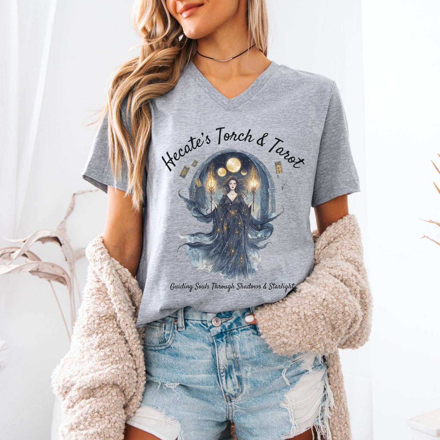 V-neck Hecate's Torch & Tarot V-Neck Tee The Mystic Eden