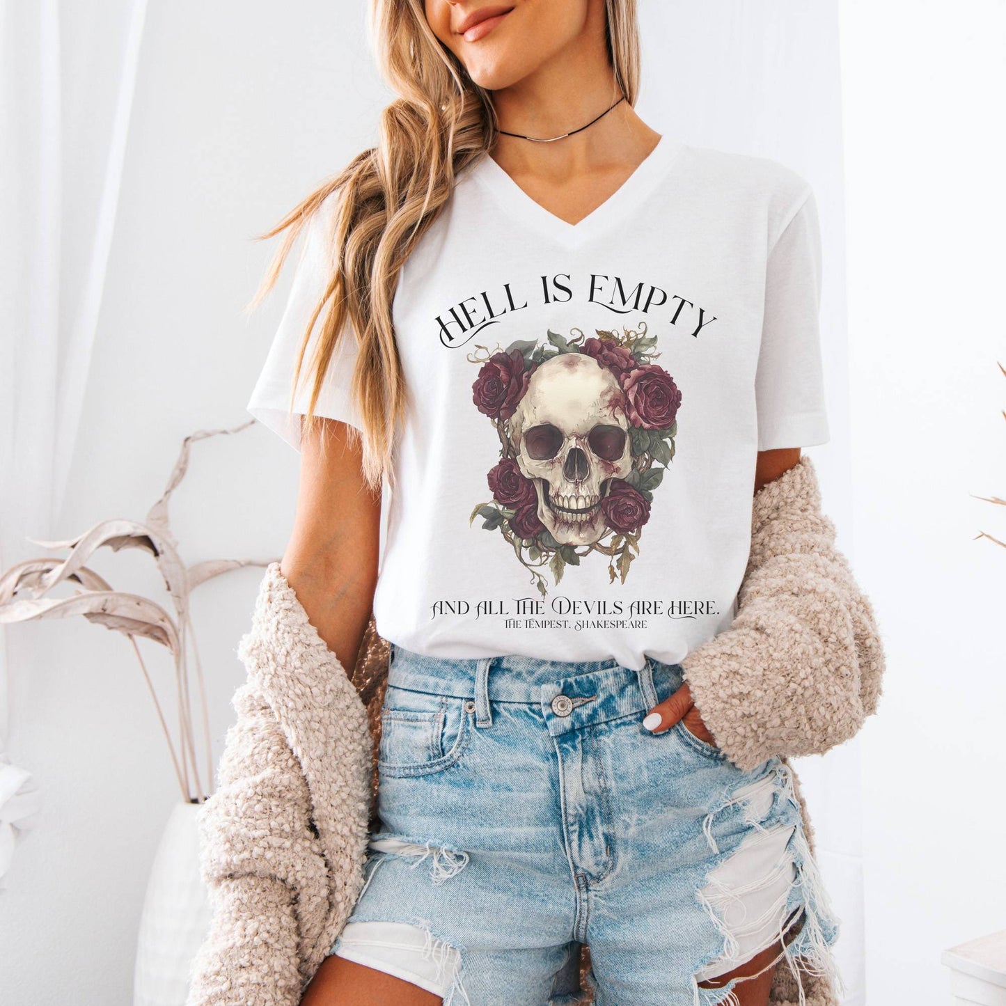 V-neck Hell Is Empty and All The Devils Are Here Shakespeare V-Neck Tee The Mystic Eden