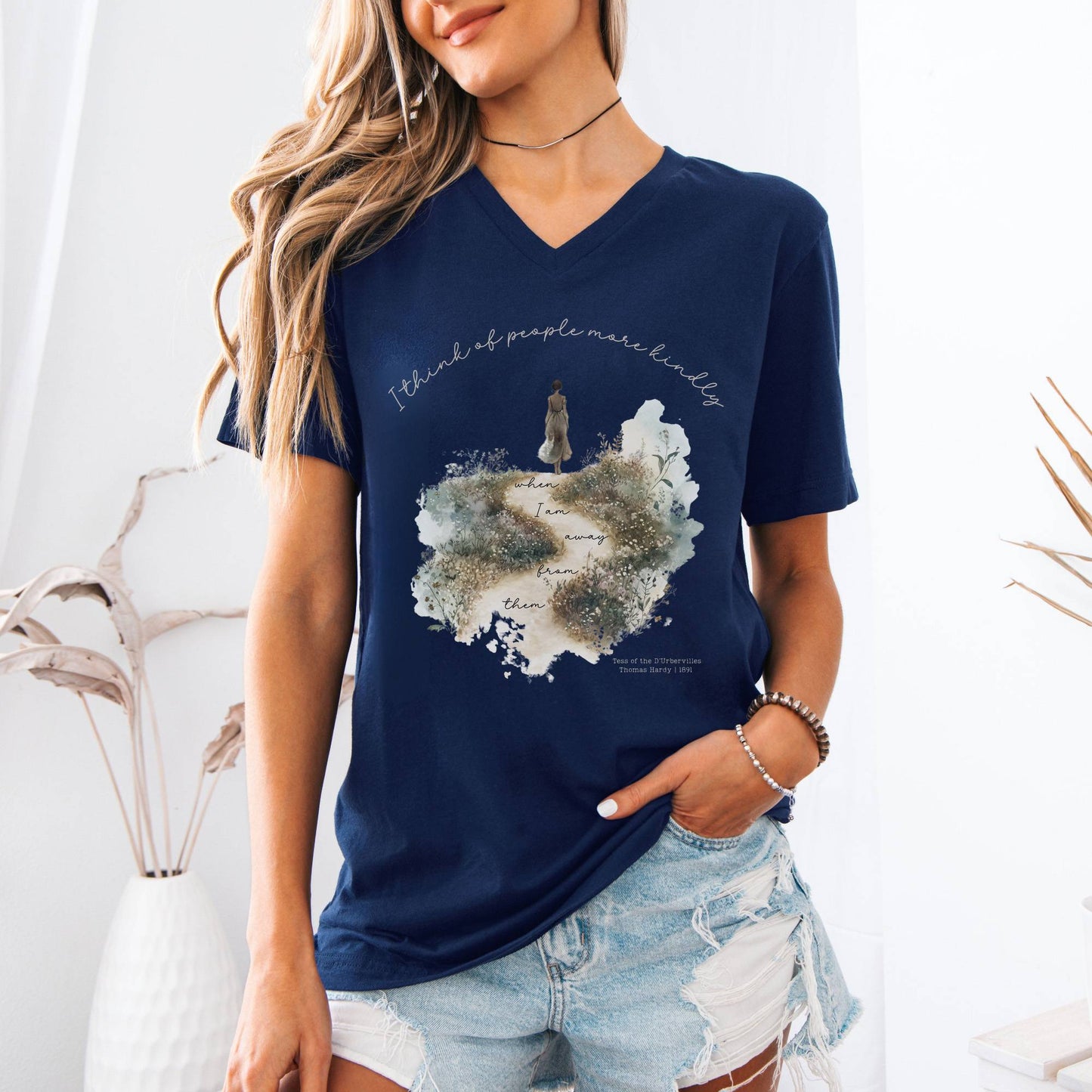 V-neck I Think of People More Kindly When I am Away From Them Tess of the D'Urbervilles V-Neck Tee The Mystic Eden