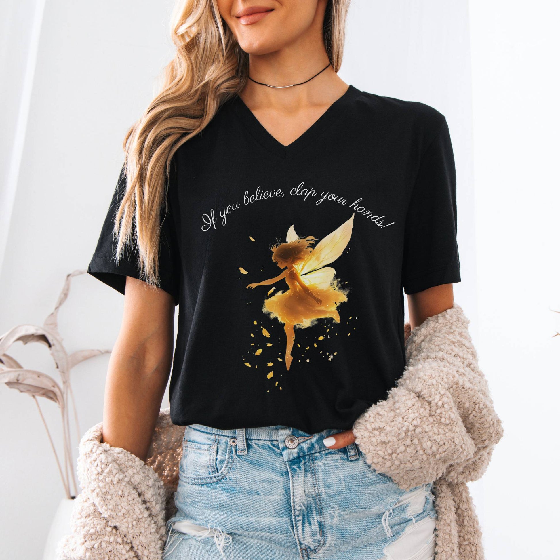 V-neck If You Believe Clap Your Hands J M Barrie's Peter Pan V-Neck Tee The Mystic Eden