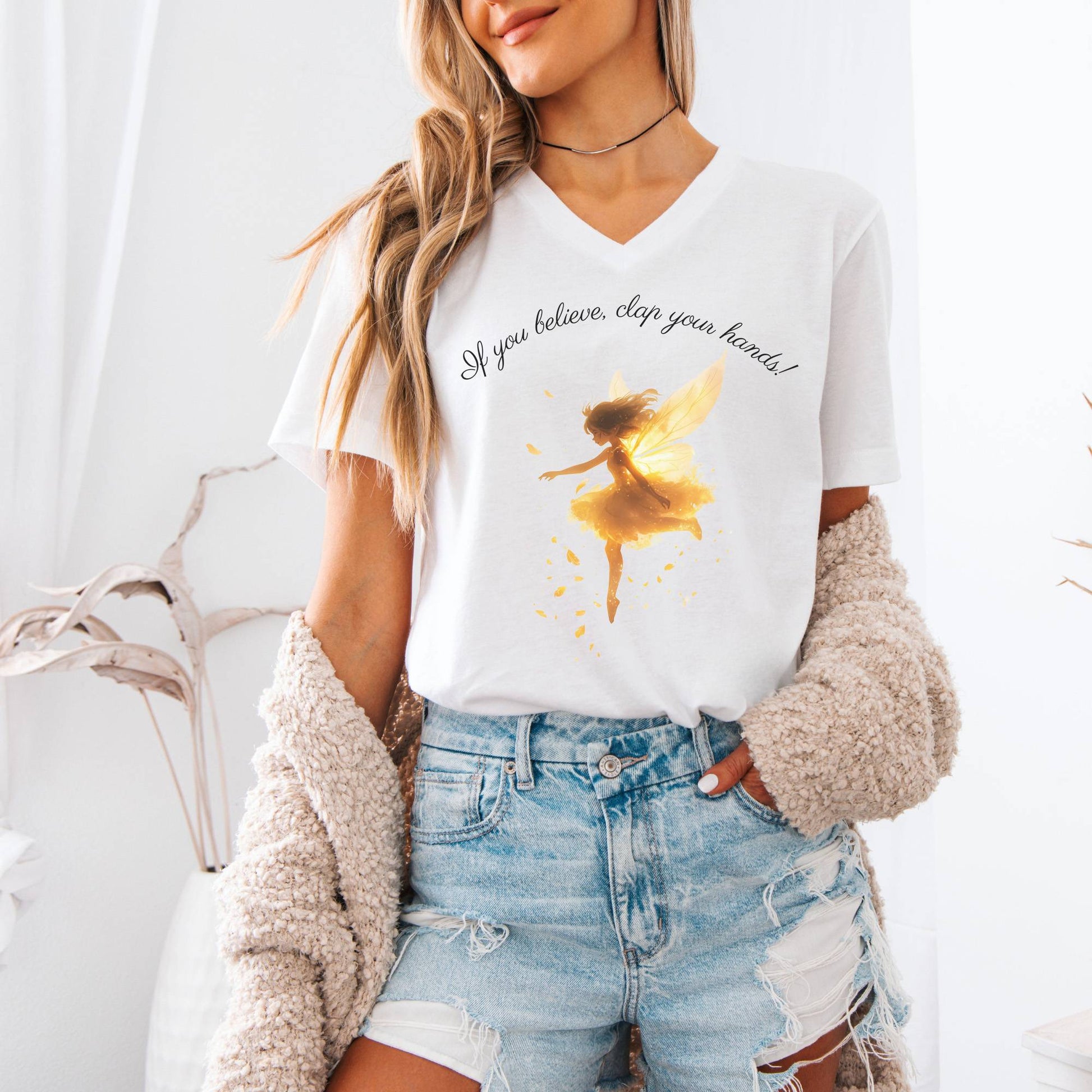 V-neck If You Believe Clap Your Hands J M Barrie's Peter Pan V-Neck Tee The Mystic Eden