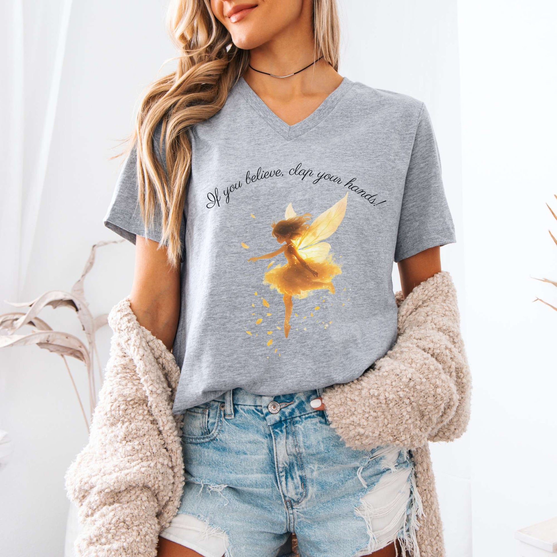 V-neck If You Believe Clap Your Hands J M Barrie's Peter Pan V-Neck Tee The Mystic Eden
