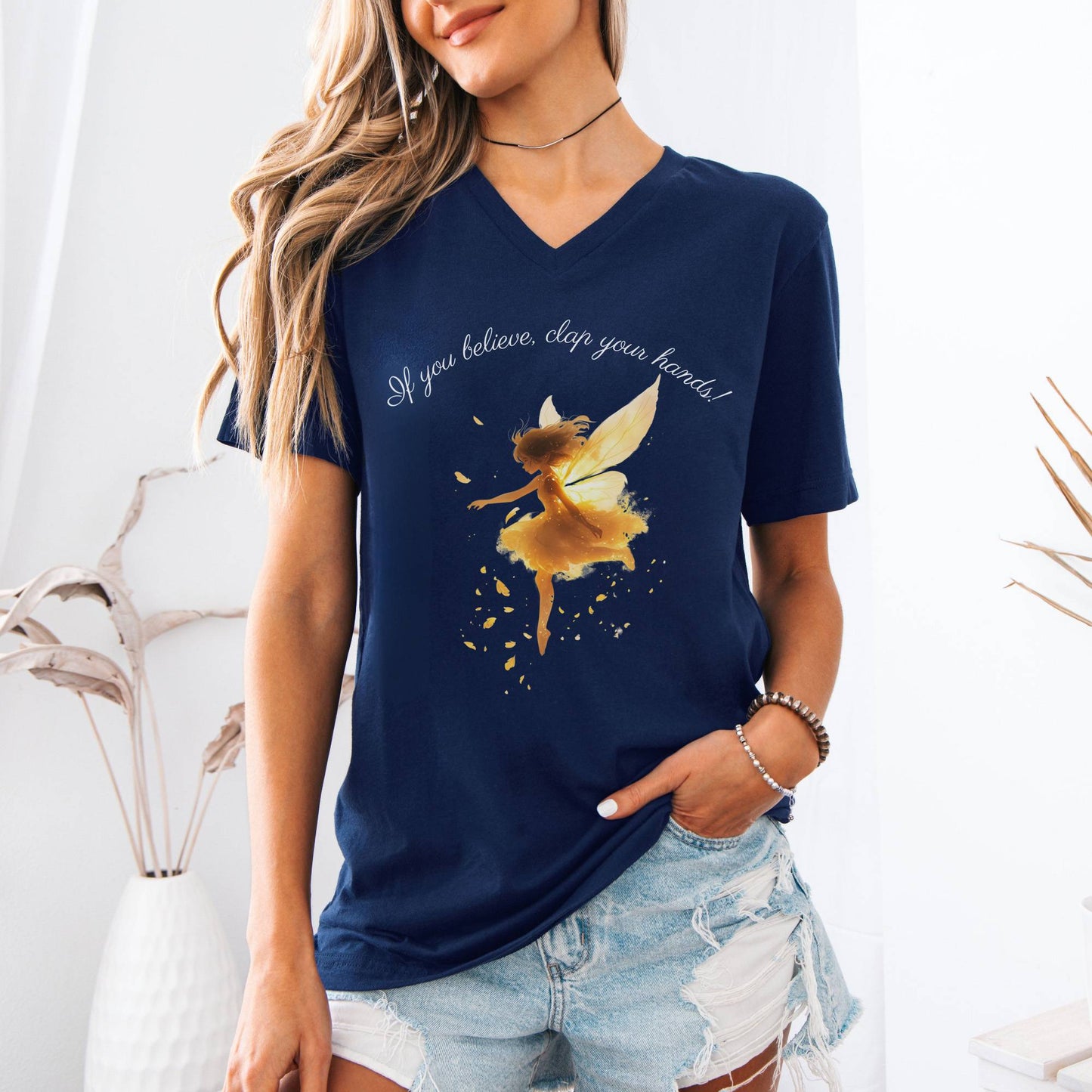 V-neck If You Believe Clap Your Hands J M Barrie's Peter Pan V-Neck Tee The Mystic Eden