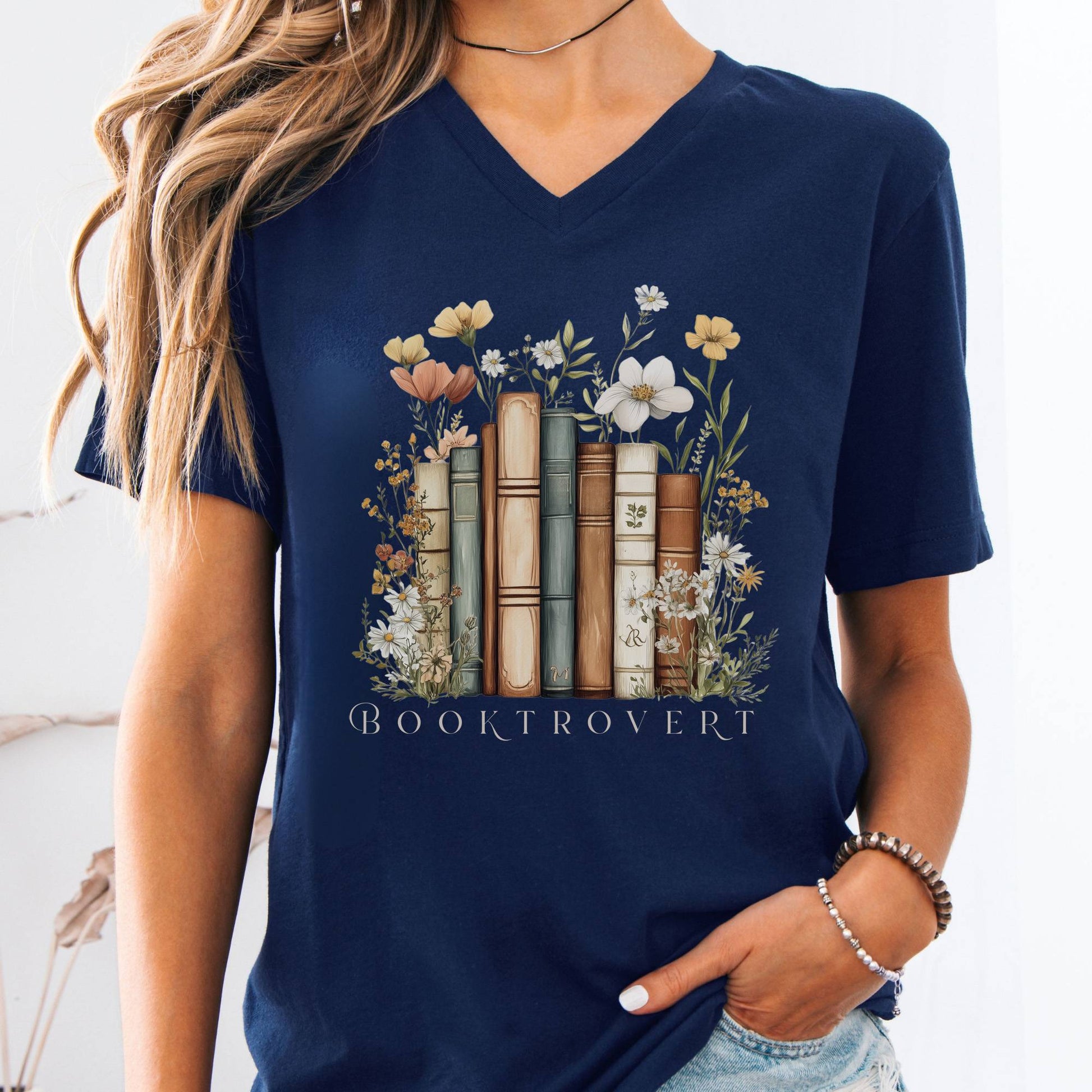 V-neck Navy / S Booktrovert Bookish V-Neck Tee The Mystic Eden