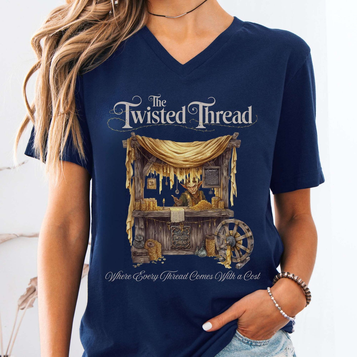 V-neck Navy / S The Twisted Thread Fairytale V-Neck Tee The Mystic Eden