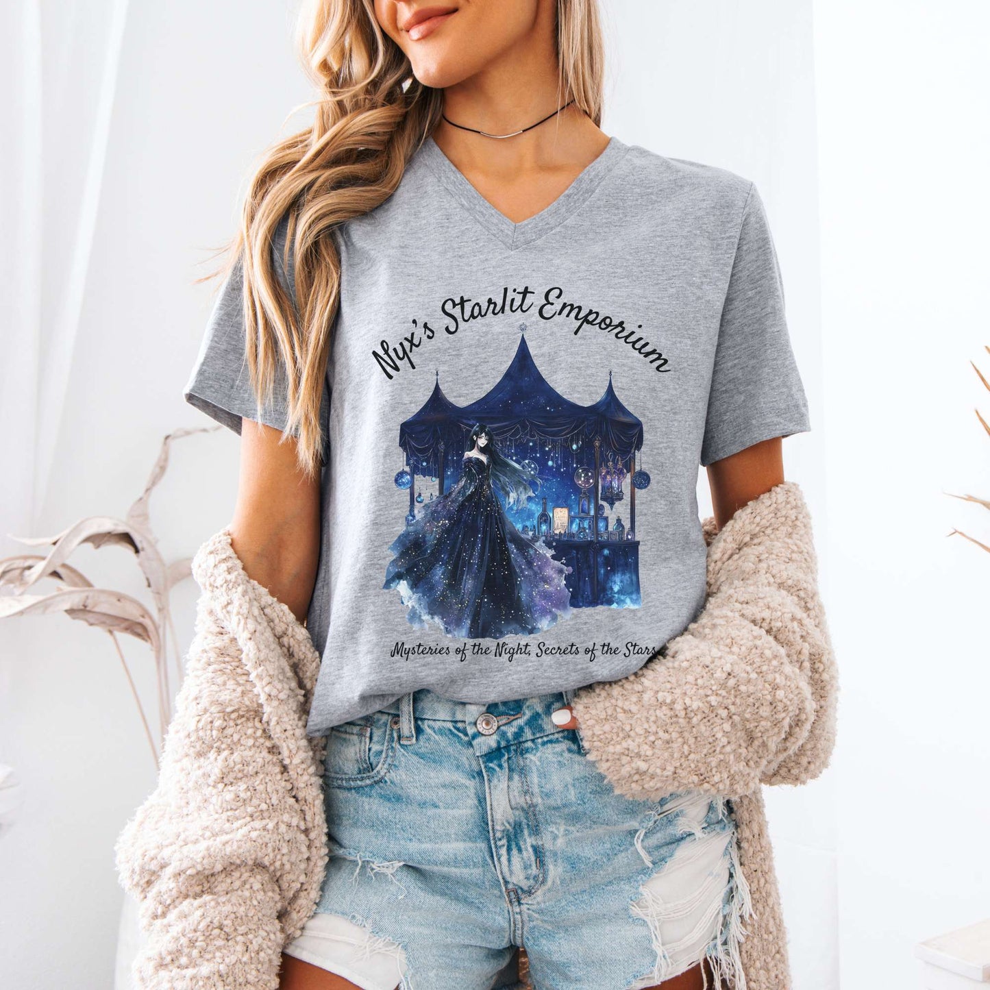 V-neck Nyx's Starlit Emporium Greek Goddess V-Neck Tee The Mystic Eden